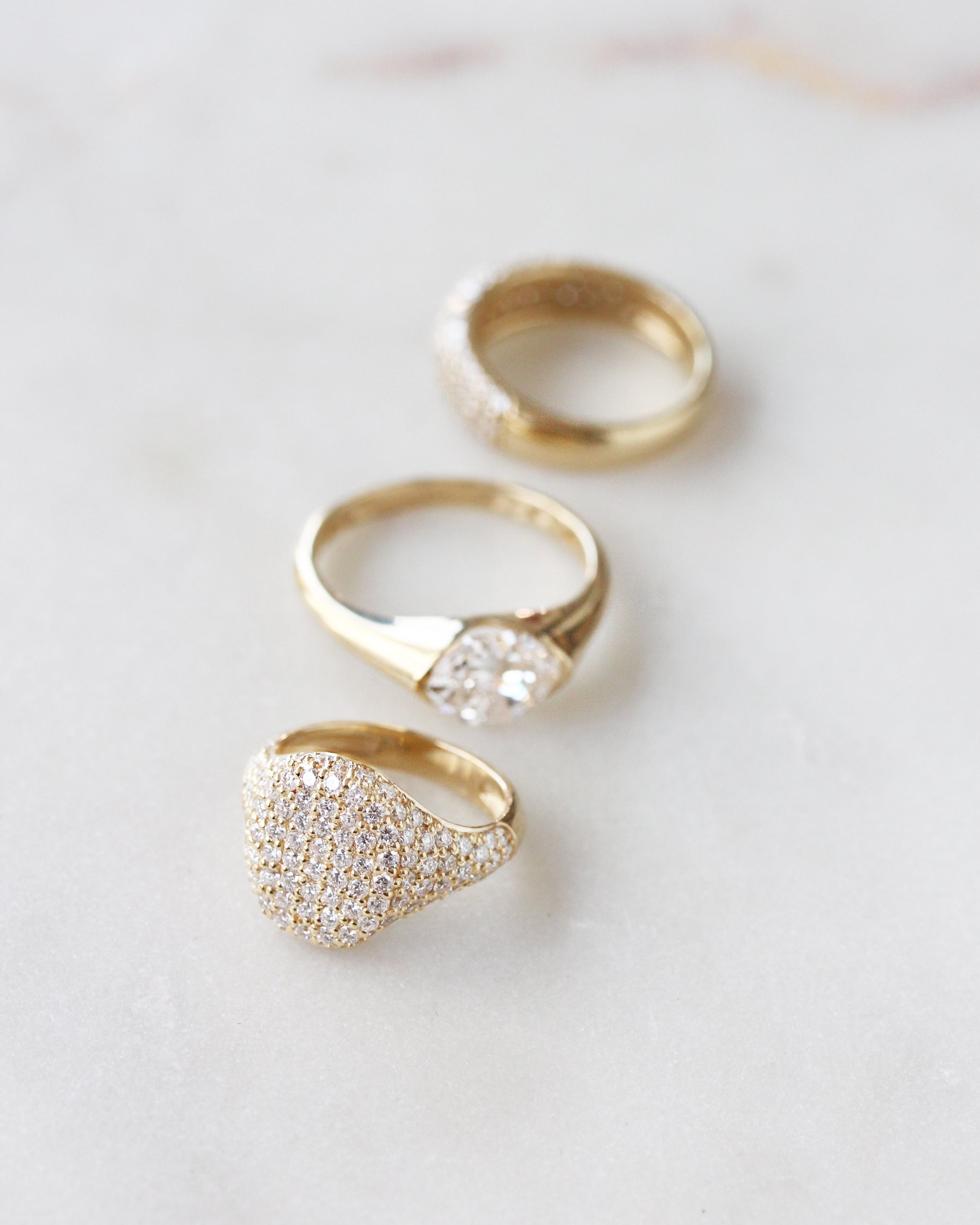 Diamond Signet Ring - Pinky Ring - Pave Diamond Ring
