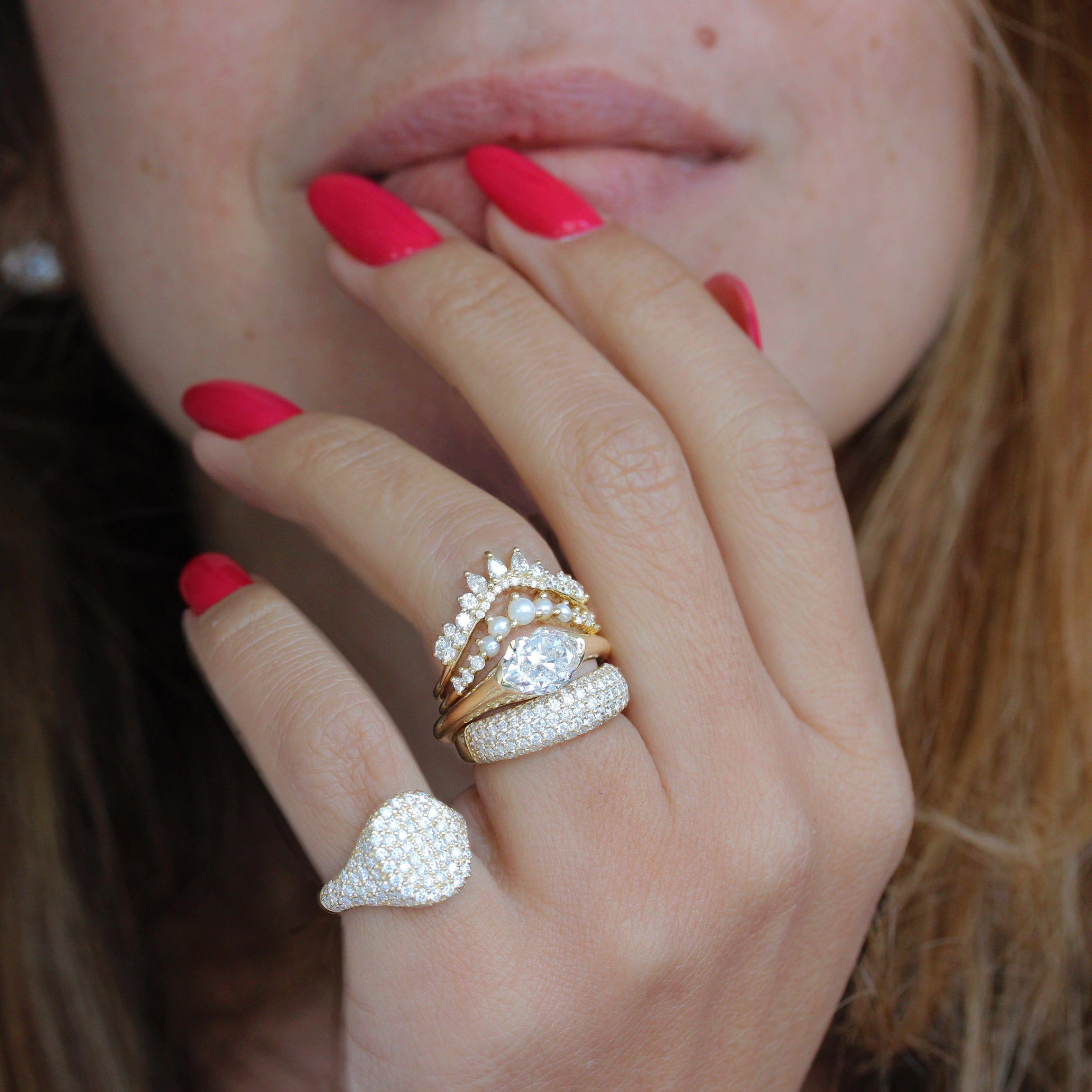 Diamond Signet Ring - Pinky Ring - Pave Diamond Ring