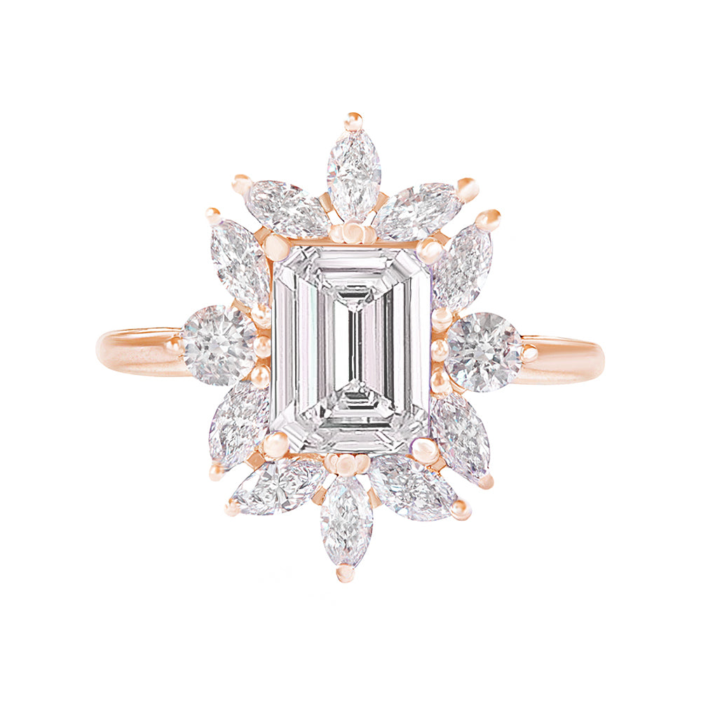Emerald Cut 1.70 carat Diamond Royal rose gold Engagement ring, Charlotte 