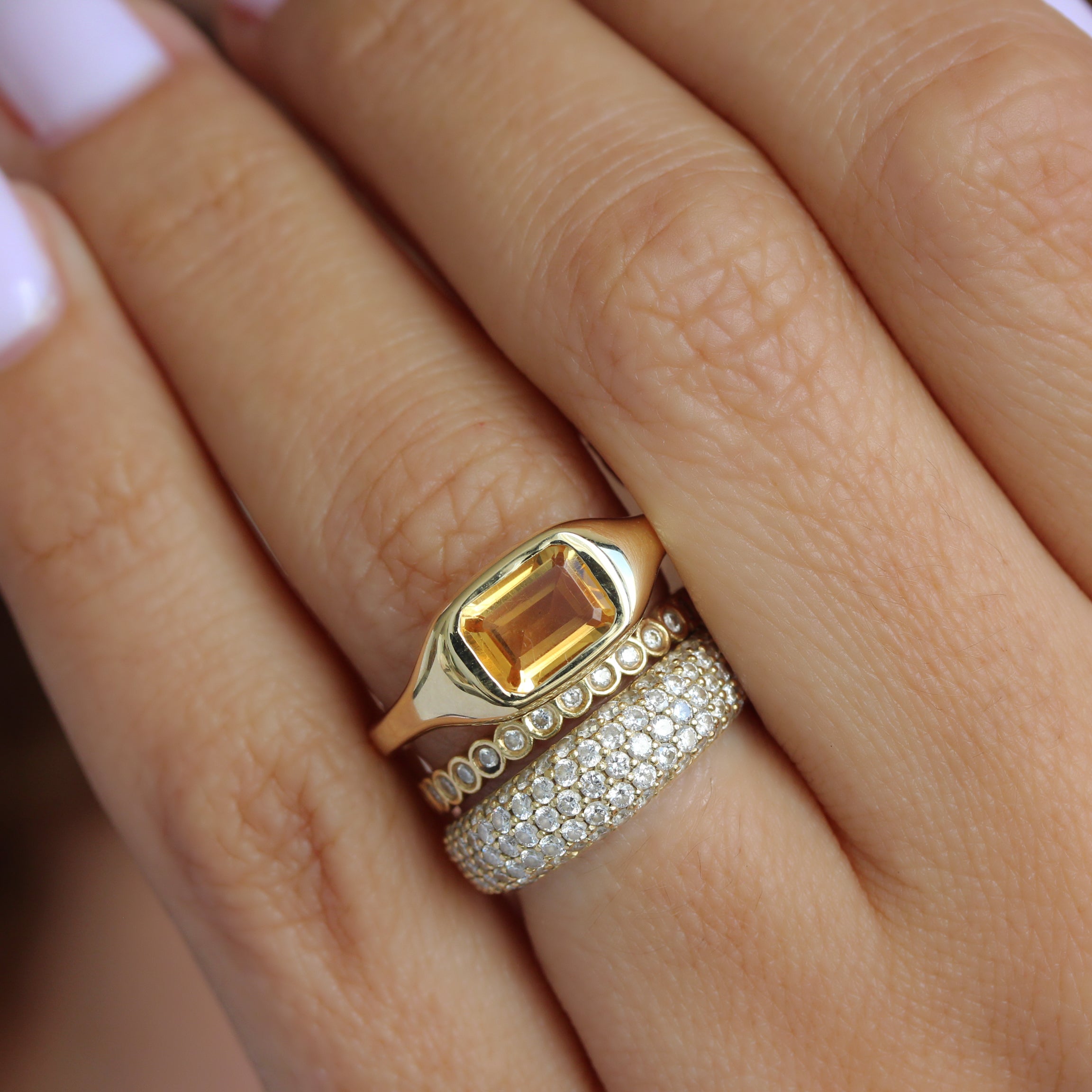 Emerald Cut Citrine Signet Ring – East West Bezel Set Chunky Gold Statement Ring, citrine ring, birthstone ring,  November birthstone, east west setting, signet ring, bold gold ring, chunky ring, unisex ring, men ring, pinky ring