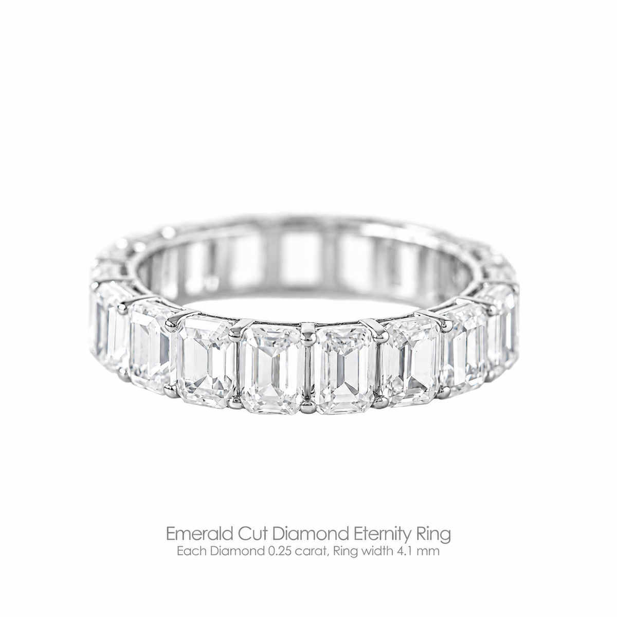 Emerald Cut Diamond Eternity Ring 0.25CT Each Diamond 4.5mm 