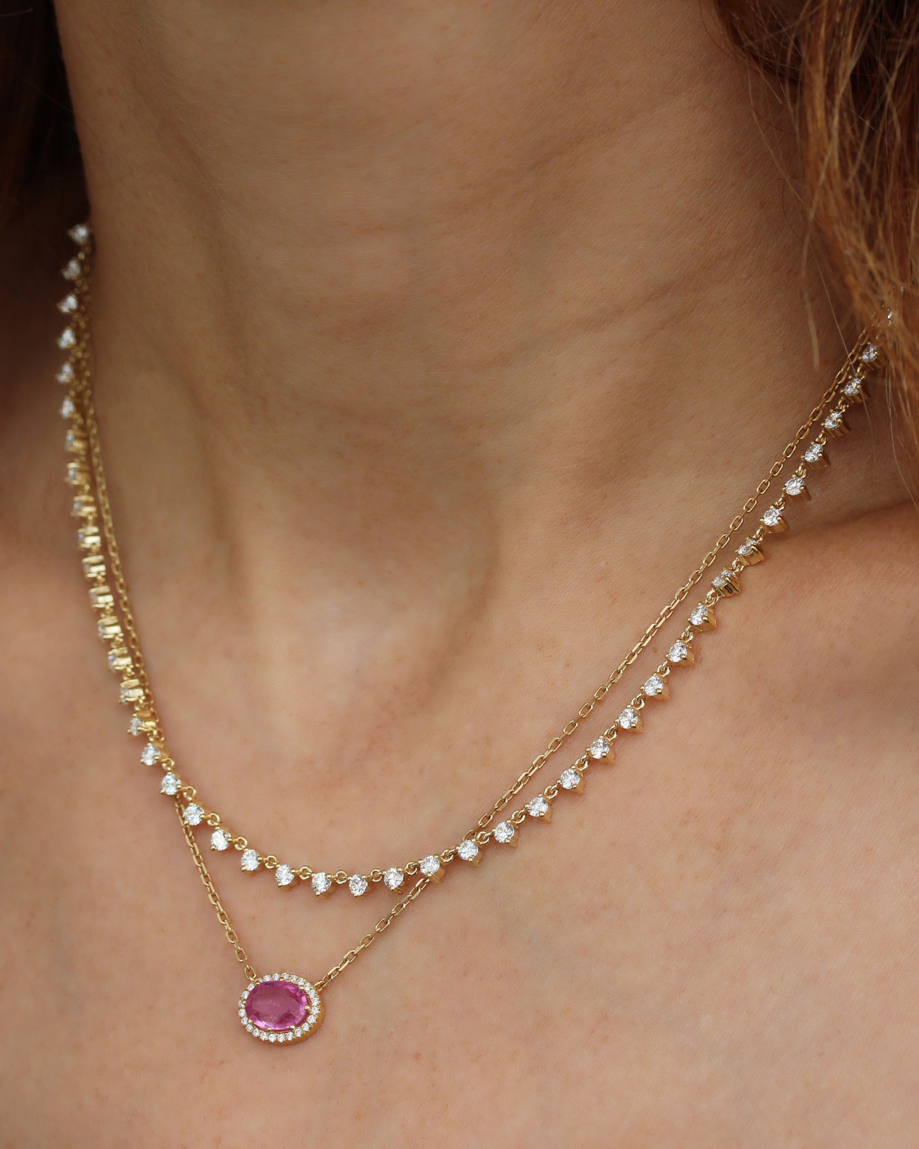 Floating Diamonds Tennis Necklace Collier 2.7ct, tennis necklace, diamond necklace 