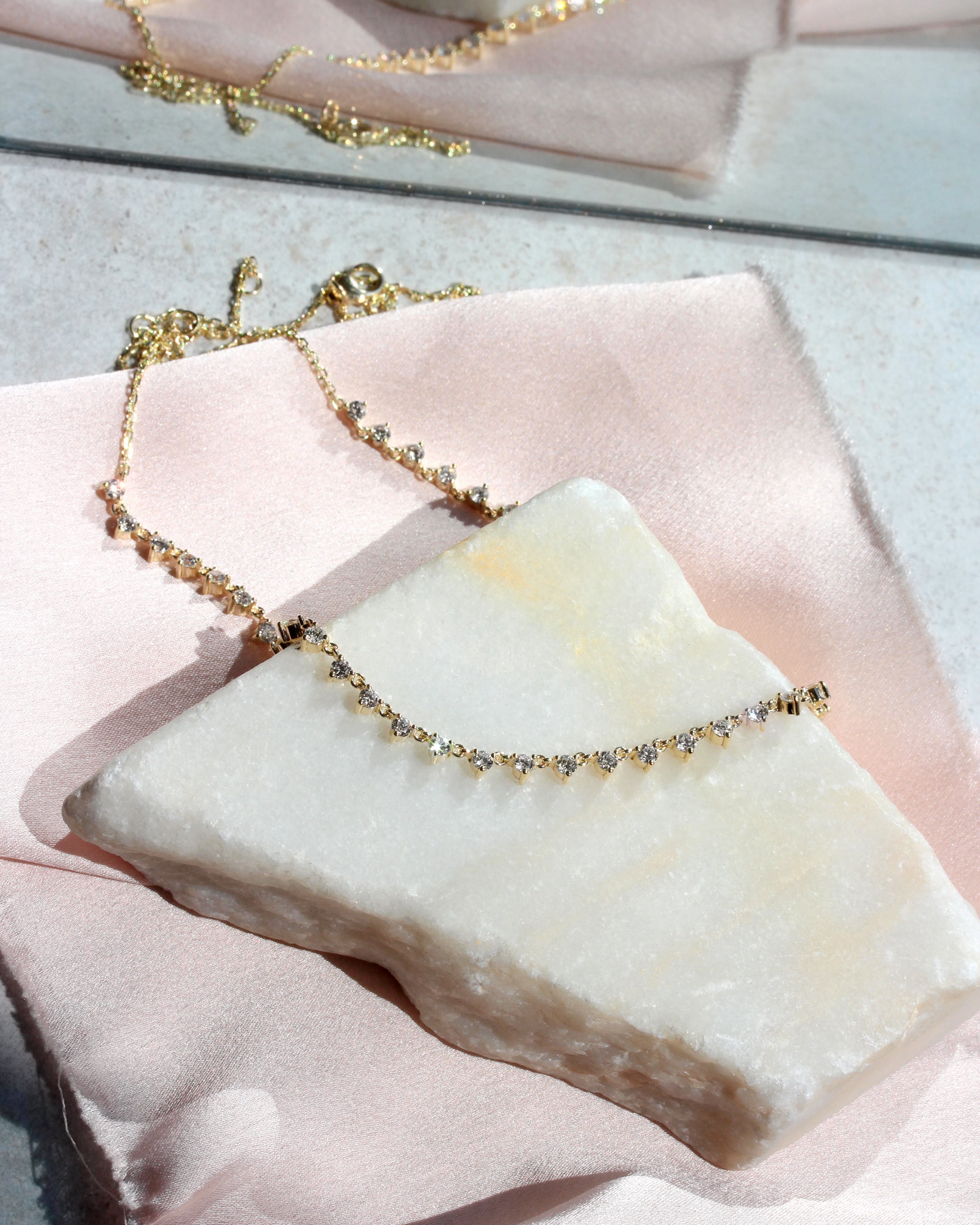 Floating Diamonds Tennis Necklace Collier 2.7ct, tennis necklace, diamond necklace 