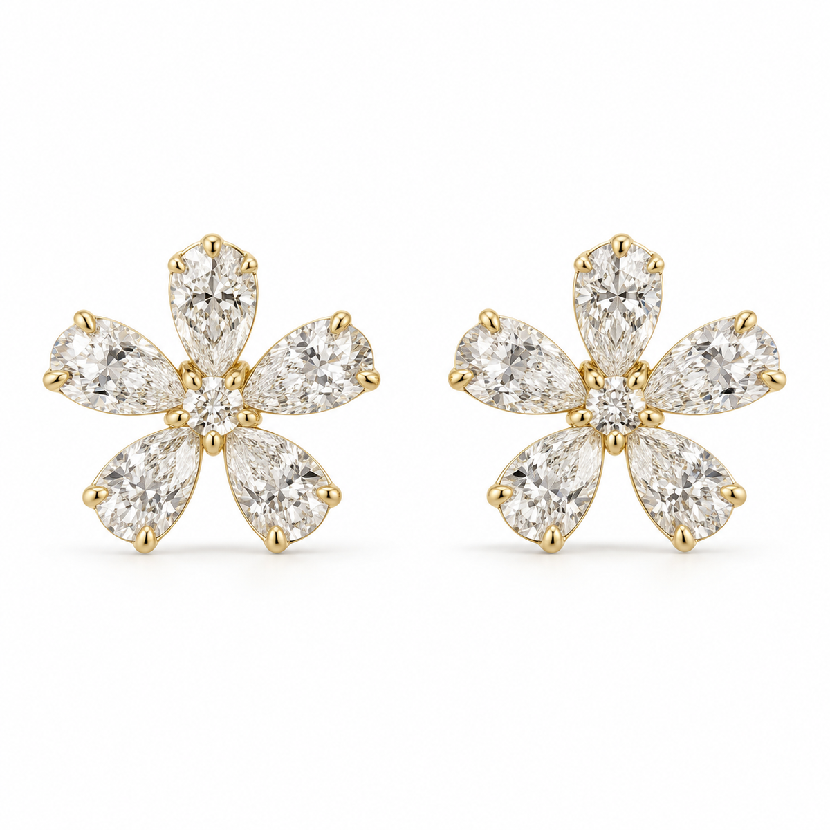 Flower Diamond Stud Earrings,  diamond flower , stud earrings, flower earrings, earrings,