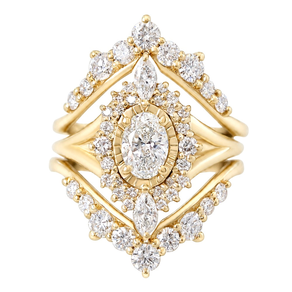 The Starlight Ring Oval Diamond Engagement Ring Three Ring Set