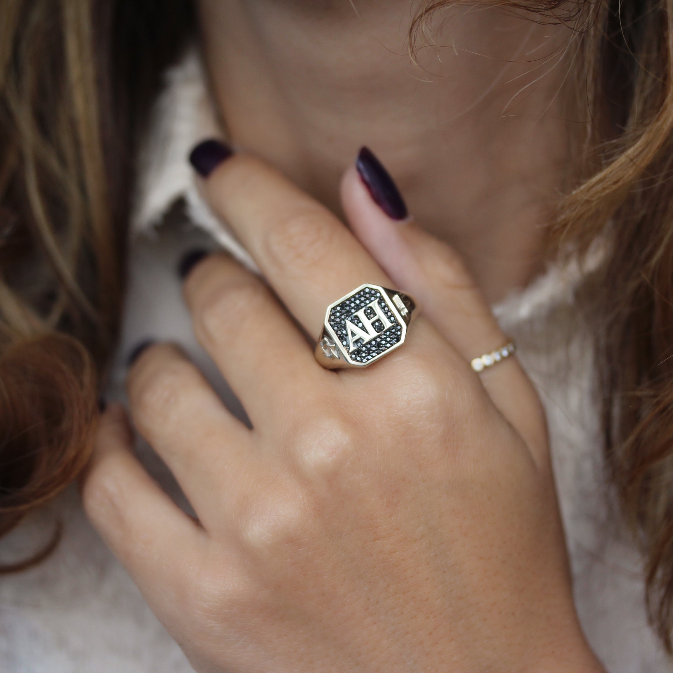 Fully Personalized Men College Signet Ring, Black Diamonds. personalized men's ring, college signet ring, custom black diamond ring, men's personalized jewelry, graduation gift, custom signet ring