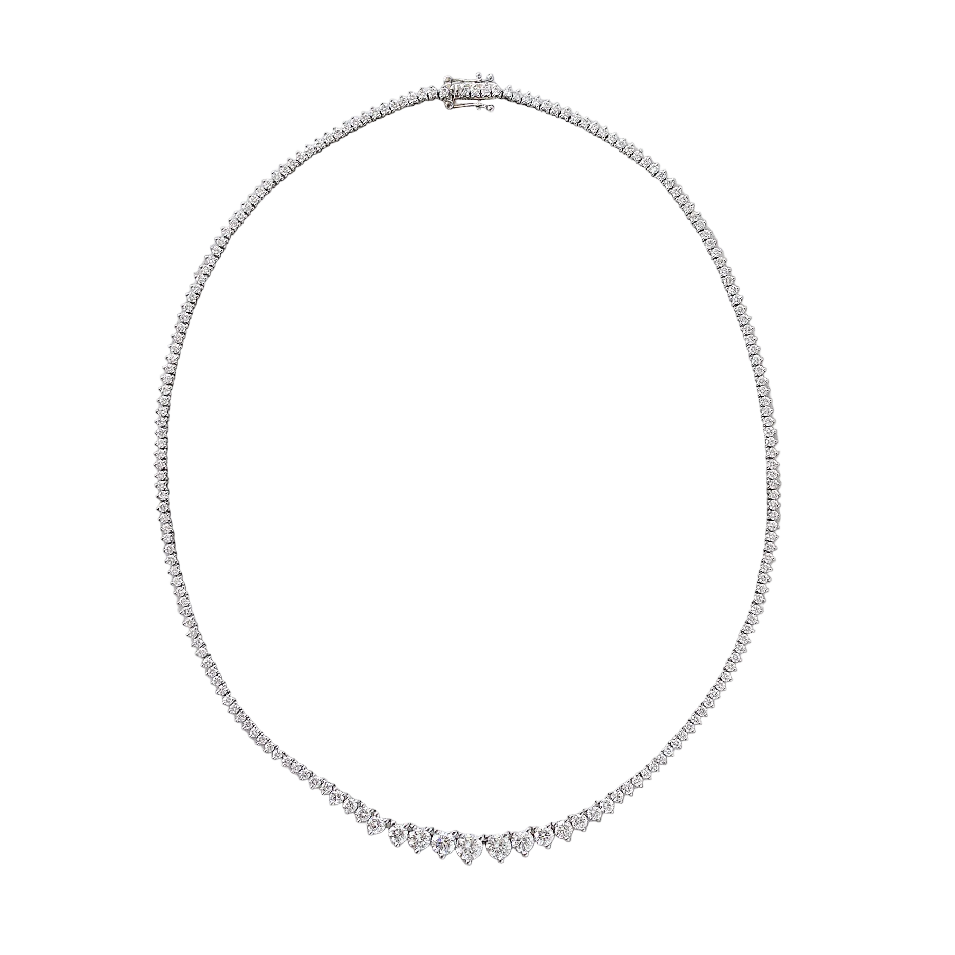 Graduate Tennis Diamond Necklace Collier 7.5CT with 42cm Chain, graduated diamond collier, tennis necklace, push presant, anniversary gift, elegant diamond necklace