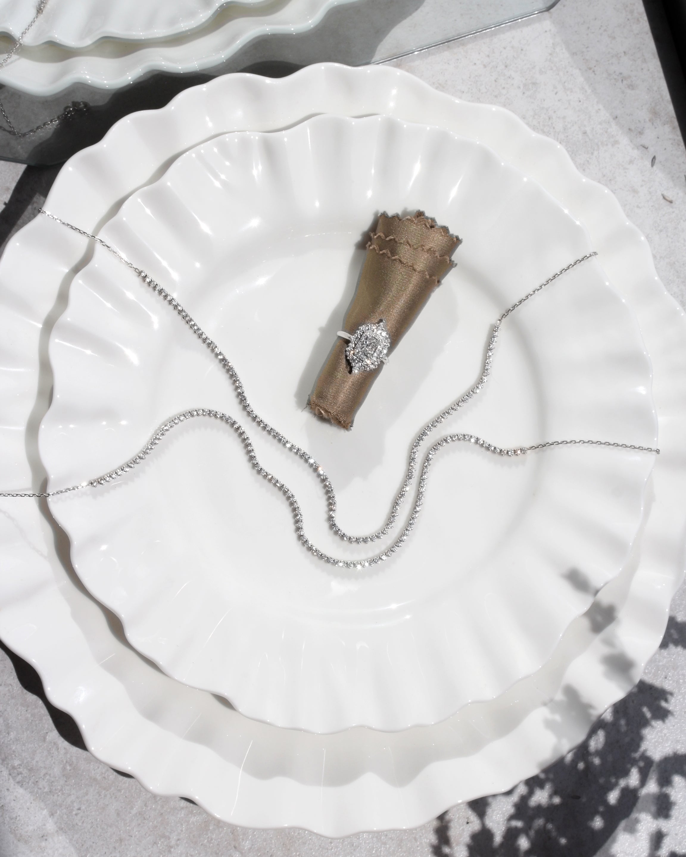 Half and Half Tennis and Chain Classic Collier Necklace