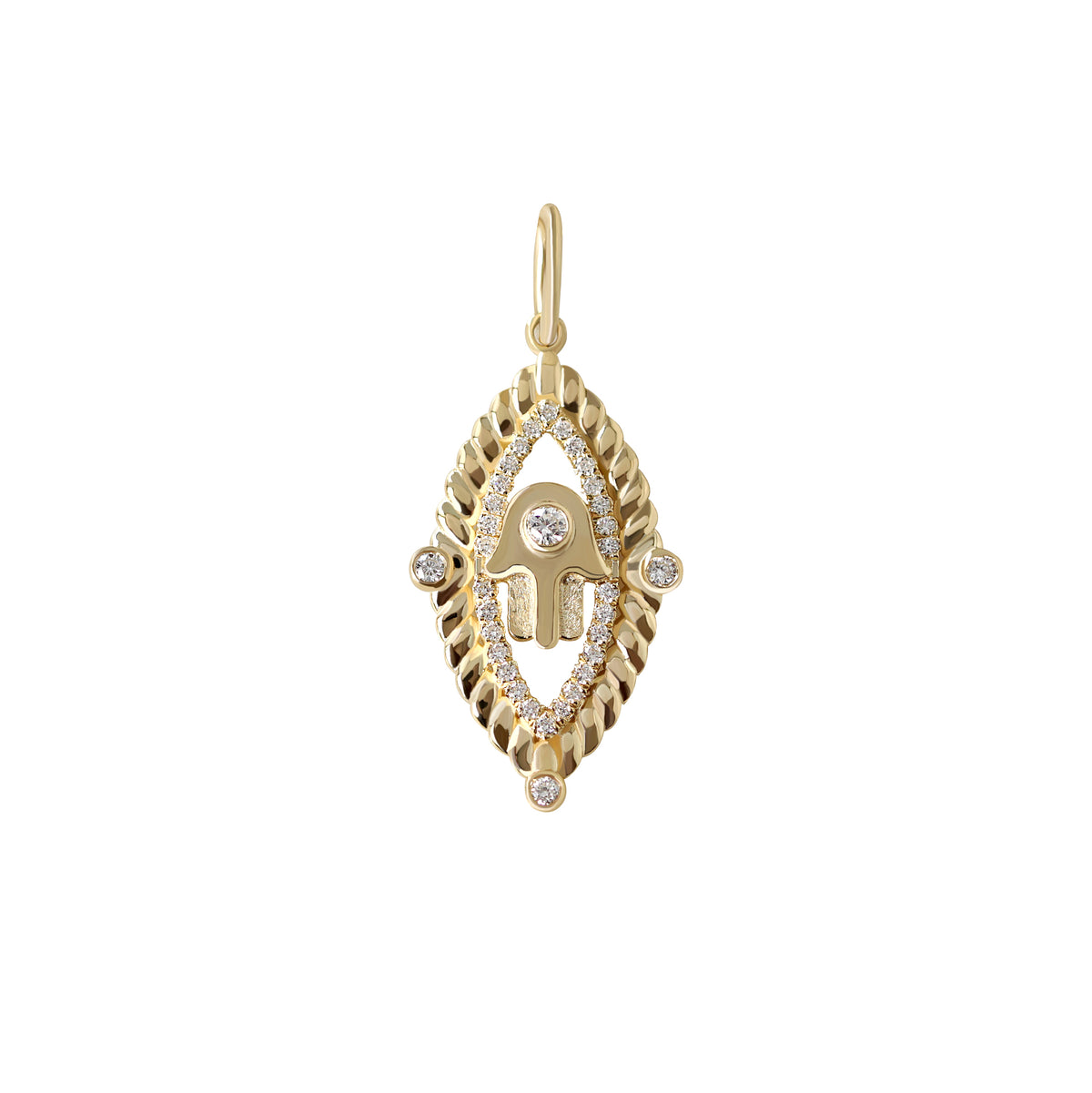 Hamsa Hand 14K Gold and Diamonds Protection Amulet – sillyshinydiamonds
