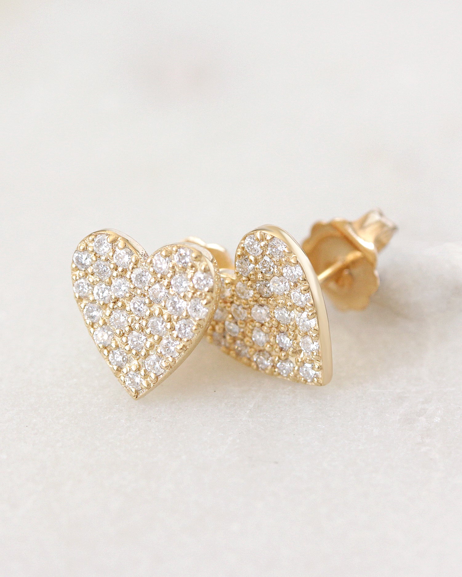 Heart Diamond Stud Earrings 9mm, romantic, sweet, kawaii diamond stud earrings, birthday gift for her. 