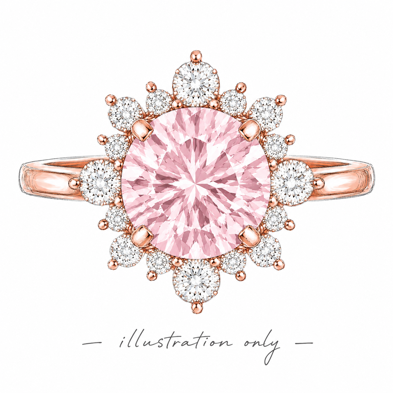 pink diamond halo engagement ring