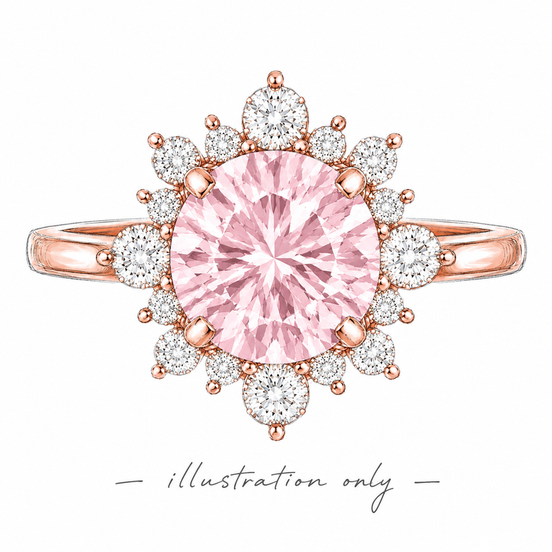 pink diamond halo engagement ring