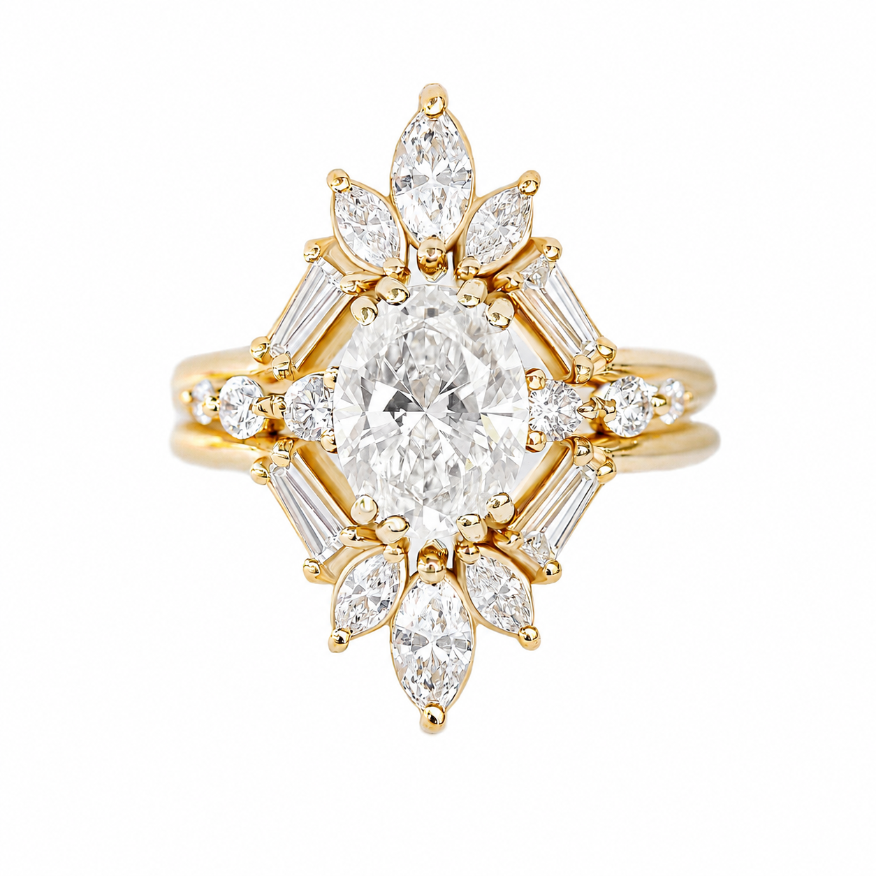 Oval Diamond Engagement Three Rings Set - Artemis & Candy pop