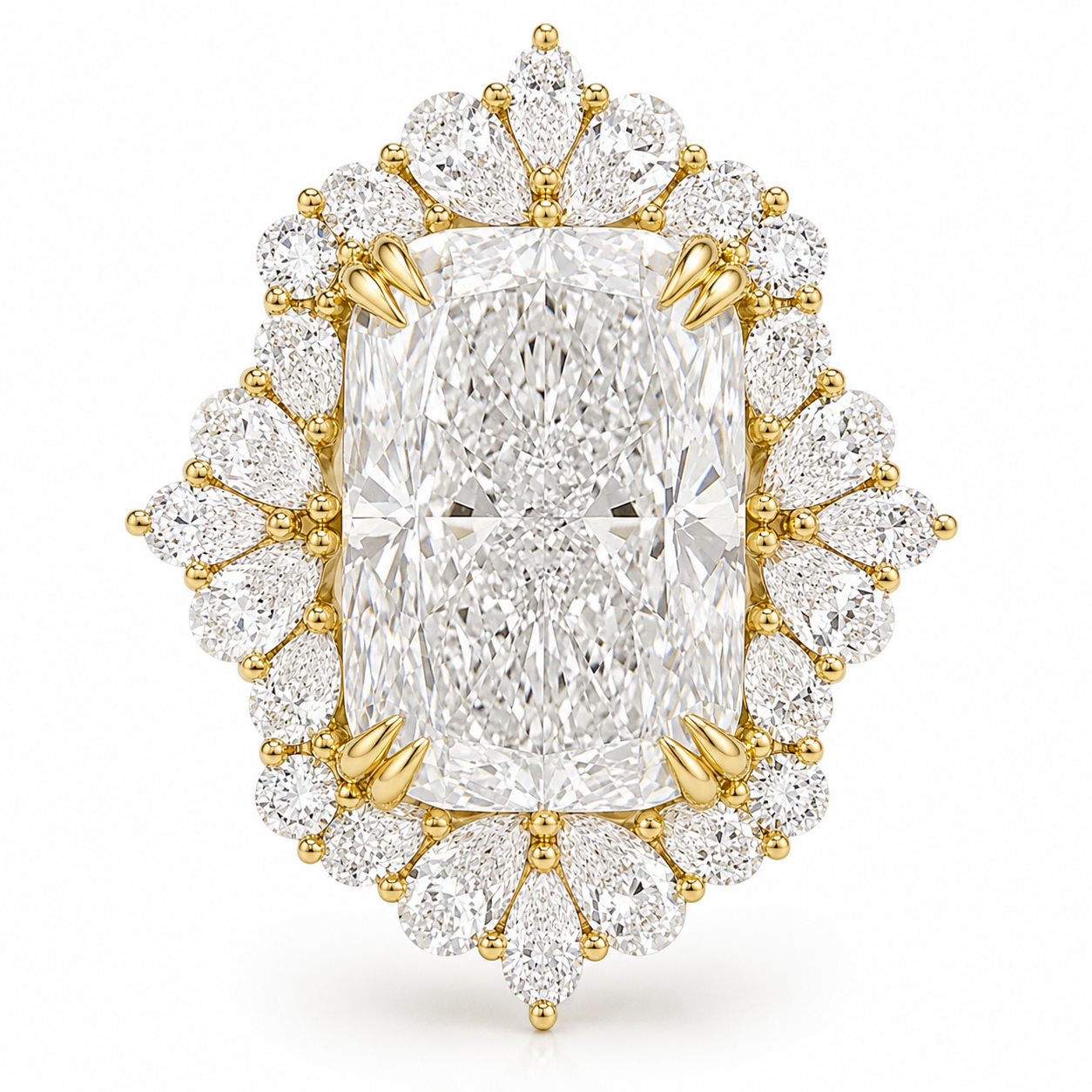 12ct Cushion Cut Diamond Engagement Ring - Victorian Avant Garde High Jewelry Statement Engagement Ring