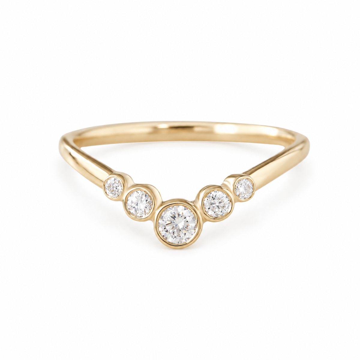 Simple Five Diamond  Bezel Nesting Ring V5 - Leah
