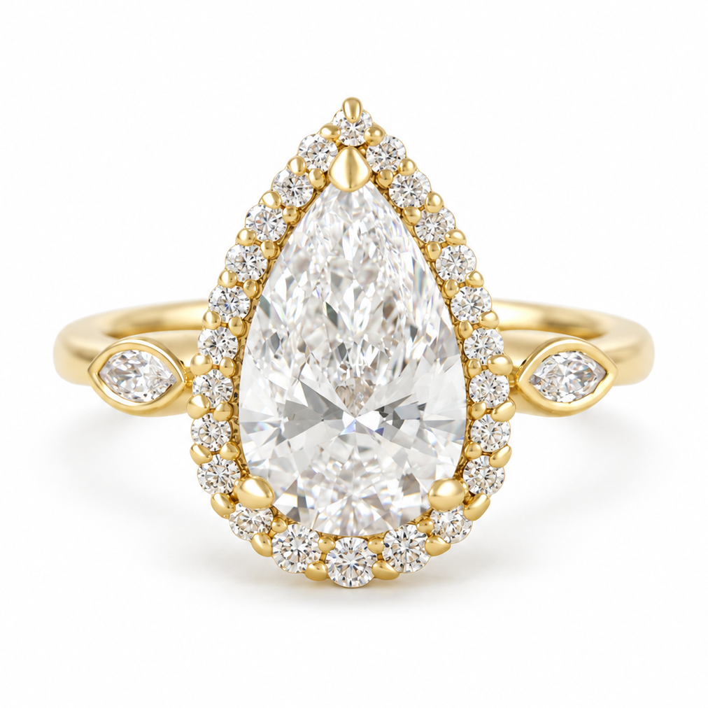 2.5ct Pear Shape Diamond Halo Engagement Ring Zoe