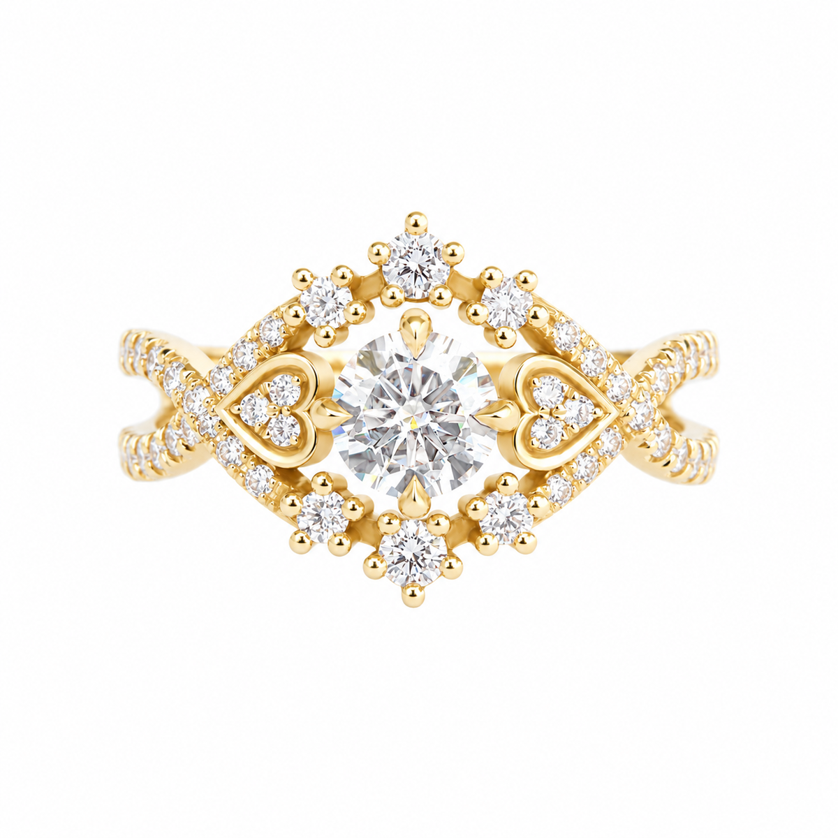 Starts & Heart Unique Diamond Halo Engagement, Bridal Rings Set  "Destiny" & "Hermes"