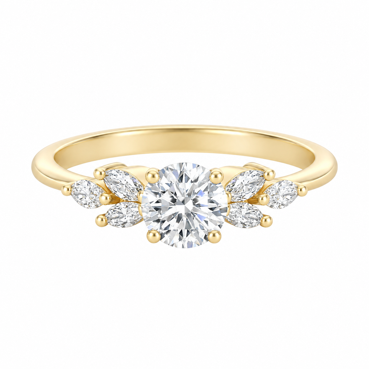 Round and Marquise Diamond Engagement Ring Small, "Penelope"