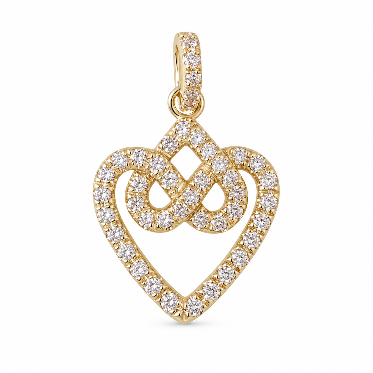 Infinity hearts lock knot dainty diamond pendant necklace