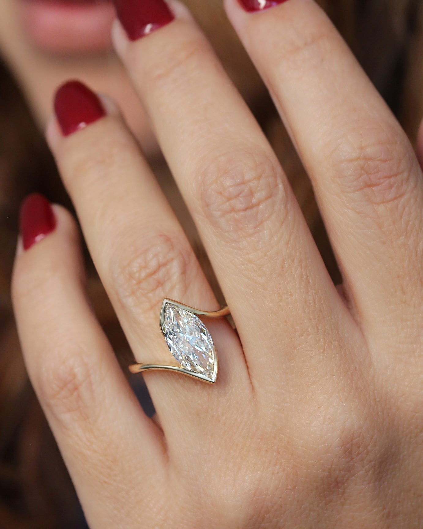 Marquise Diamond Solitaire Half Bezel Ring, Modern Engagement Ring, The Alignment Ring, Marquise Diamond Solitaire Half Bezel Ring, Modern Engagement Ring, The Alignment RingMarquise Diamond Solitaire Half Bezel Ring, Modern Engagement Ring