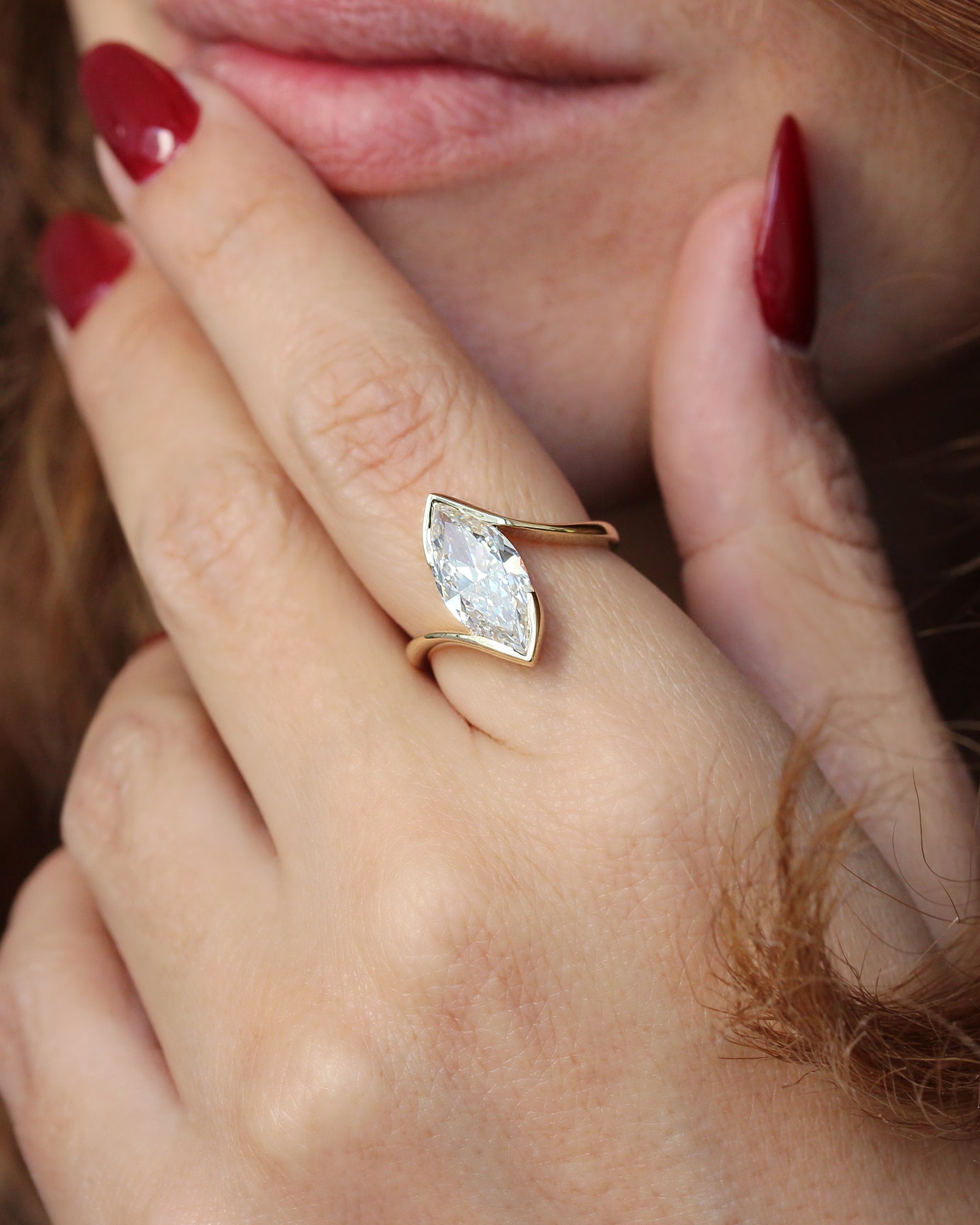 Marquise Diamond Solitaire Half Bezel Ring, Modern Engagement Ring, The Alignment Ring, Marquise Diamond Solitaire Half Bezel Ring, Modern Engagement Ring, The Alignment RingMarquise Diamond Solitaire Half Bezel Ring, Modern Engagement Ring