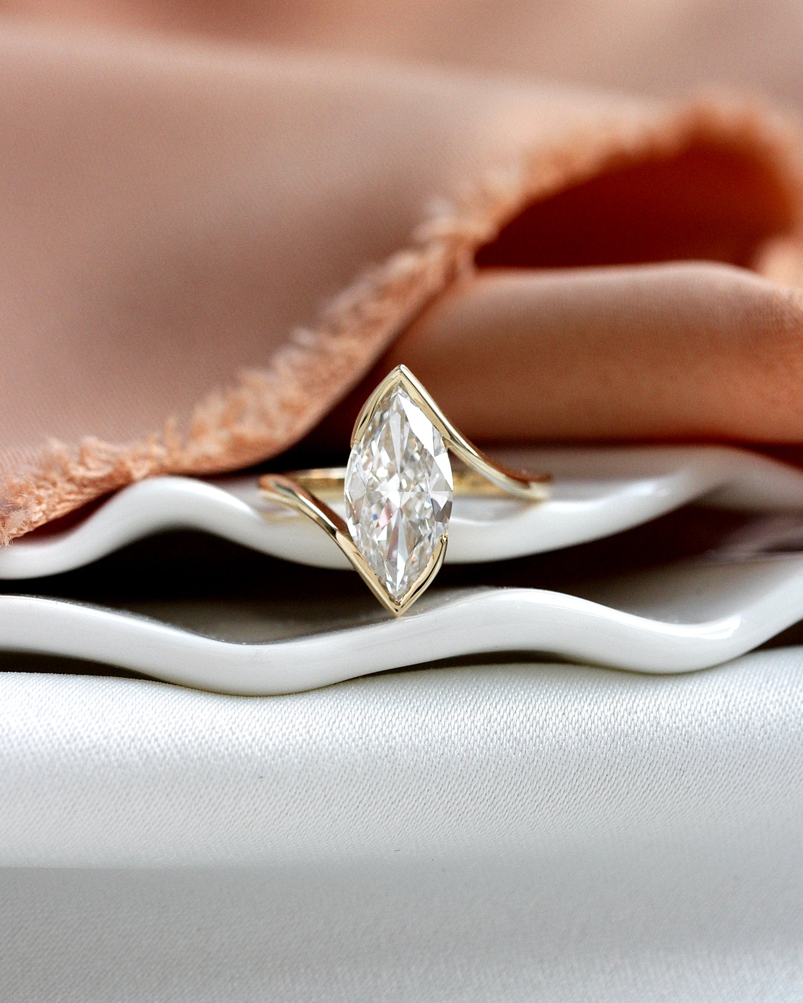 Marquise Diamond Solitaire Half Bezel Ring, Modern Engagement Ring, The Alignment Ring, Marquise Diamond Solitaire Half Bezel Ring, Modern Engagement Ring, The Alignment RingMarquise Diamond Solitaire Half Bezel Ring, Modern Engagement Ring