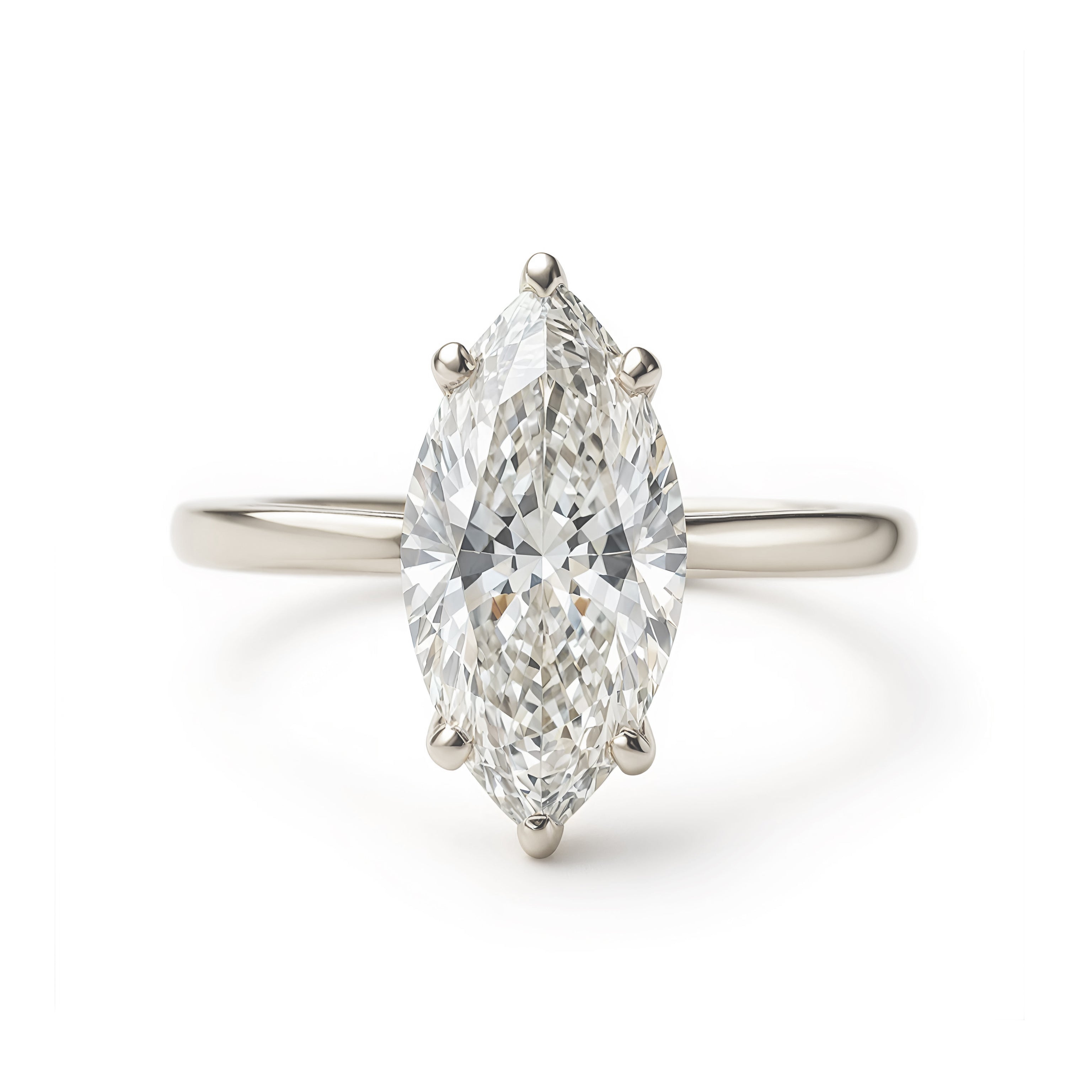Marquise Diamond Solitaire  1CT/ 2CT / 3CT / 4CT Delicate Band Engagement Ring