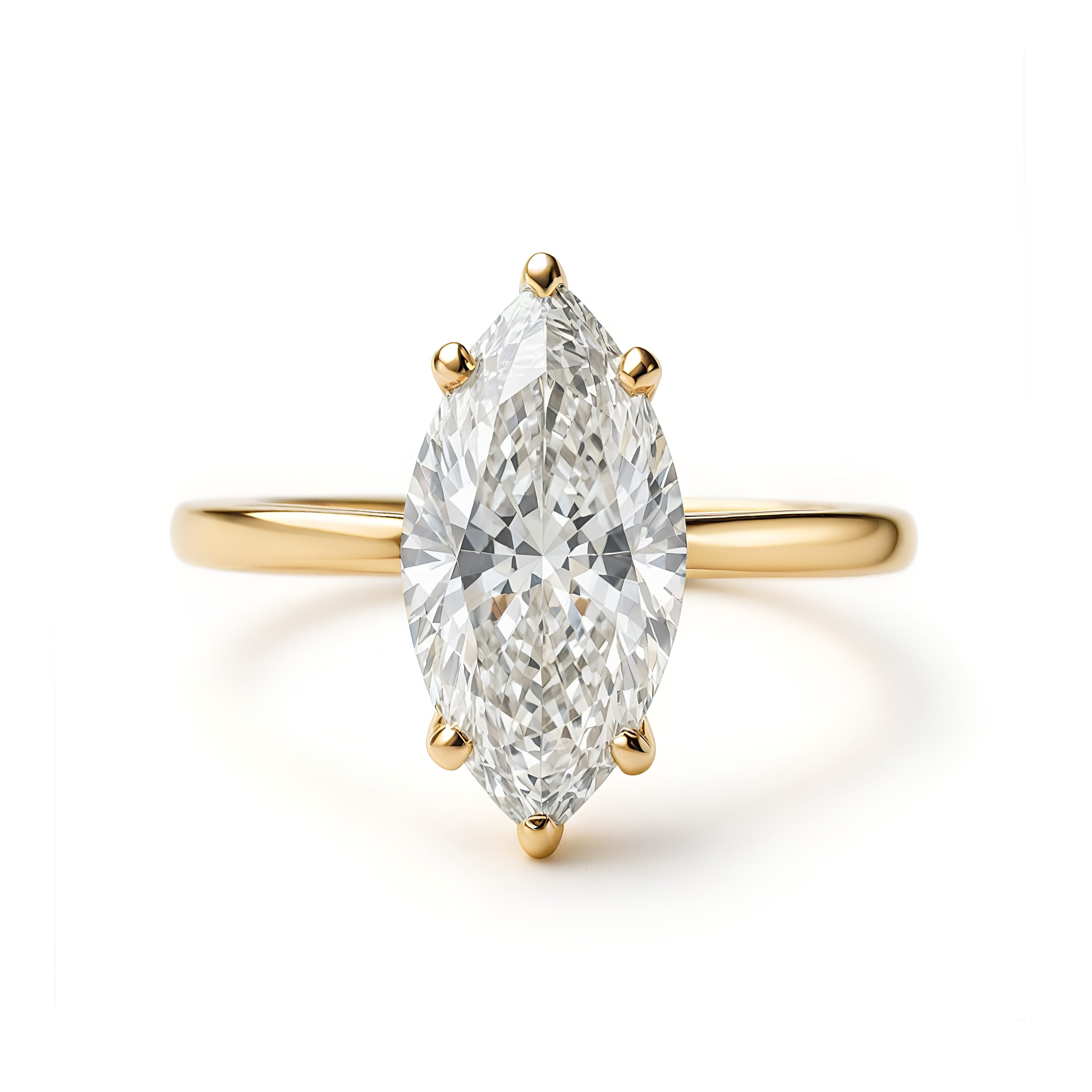 Marquise Diamond Solitaire  1CT/ 2CT / 3CT / 4CT Delicate Band Engagement Ring