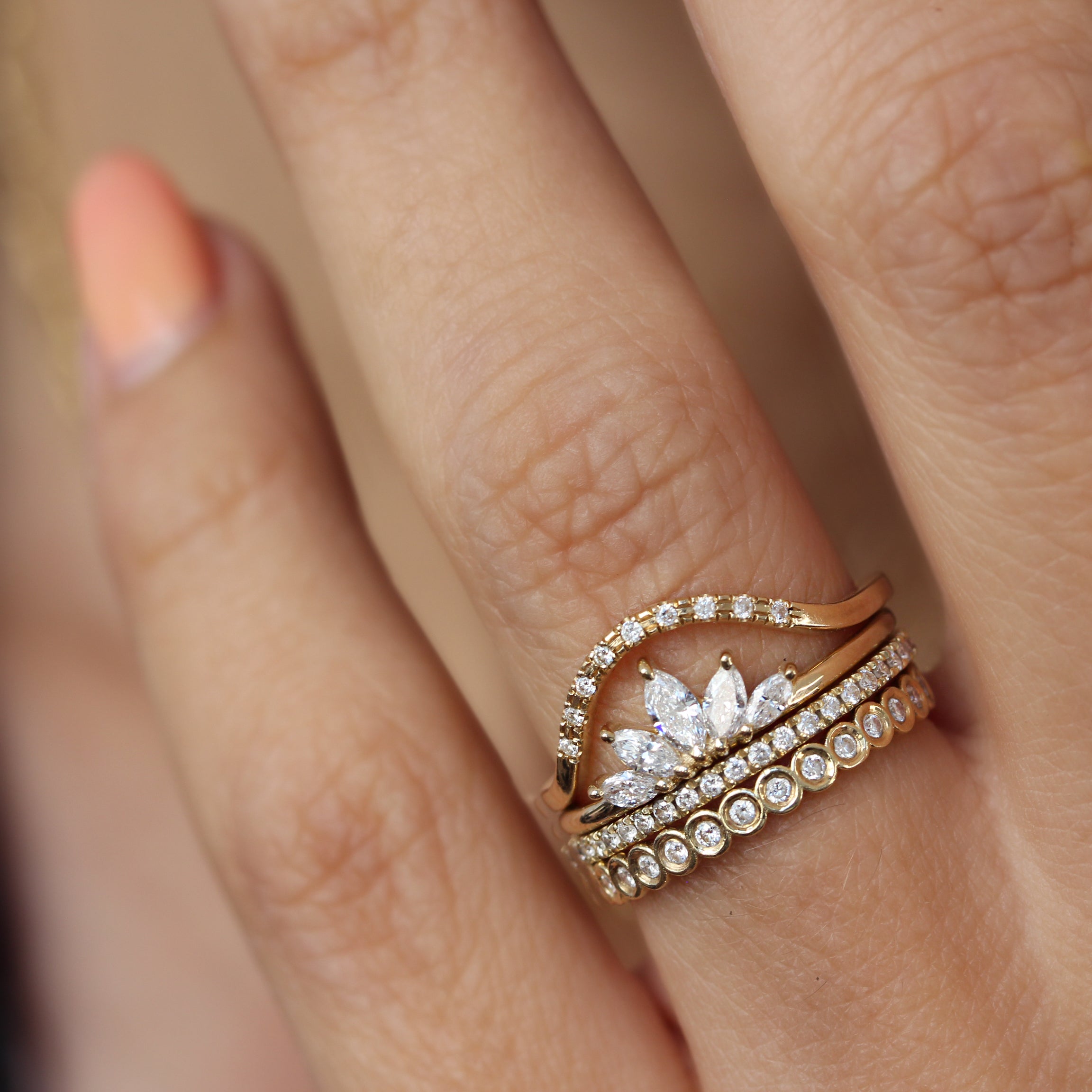 Bezel Full Eternity Wedding Band, 14K Yellow Gold Ring OOAK ♥