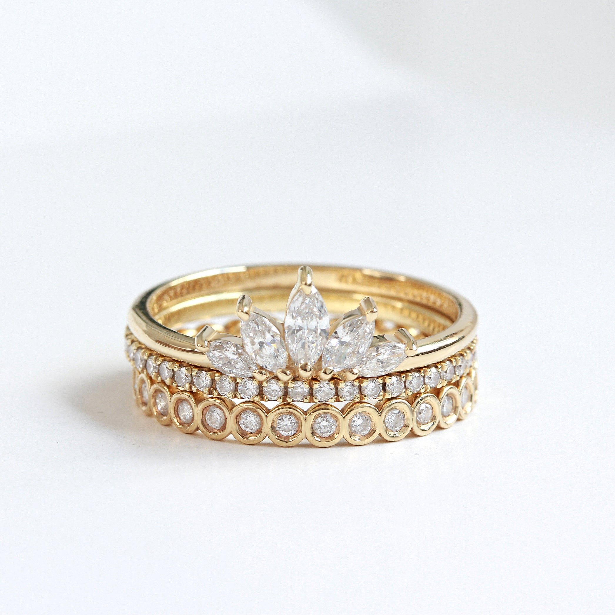 Bezel Full Eternity Wedding Band, 14K Yellow Gold Ring OOAK ♥