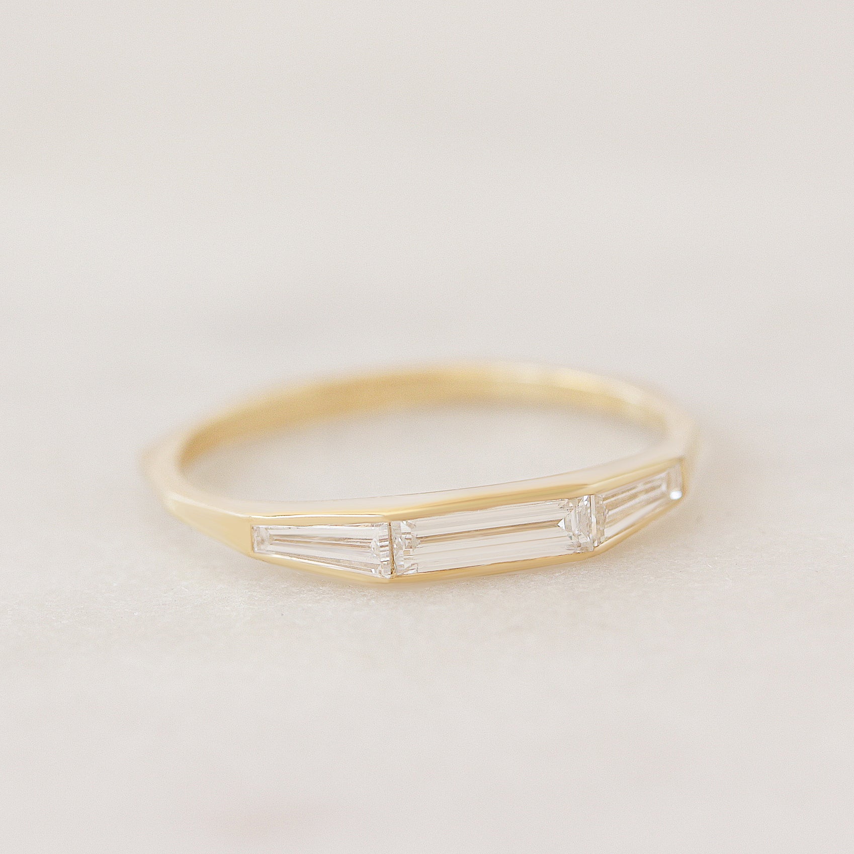 Minimalist Dainty Baguette Art Deco Diamond Wedding Ring
