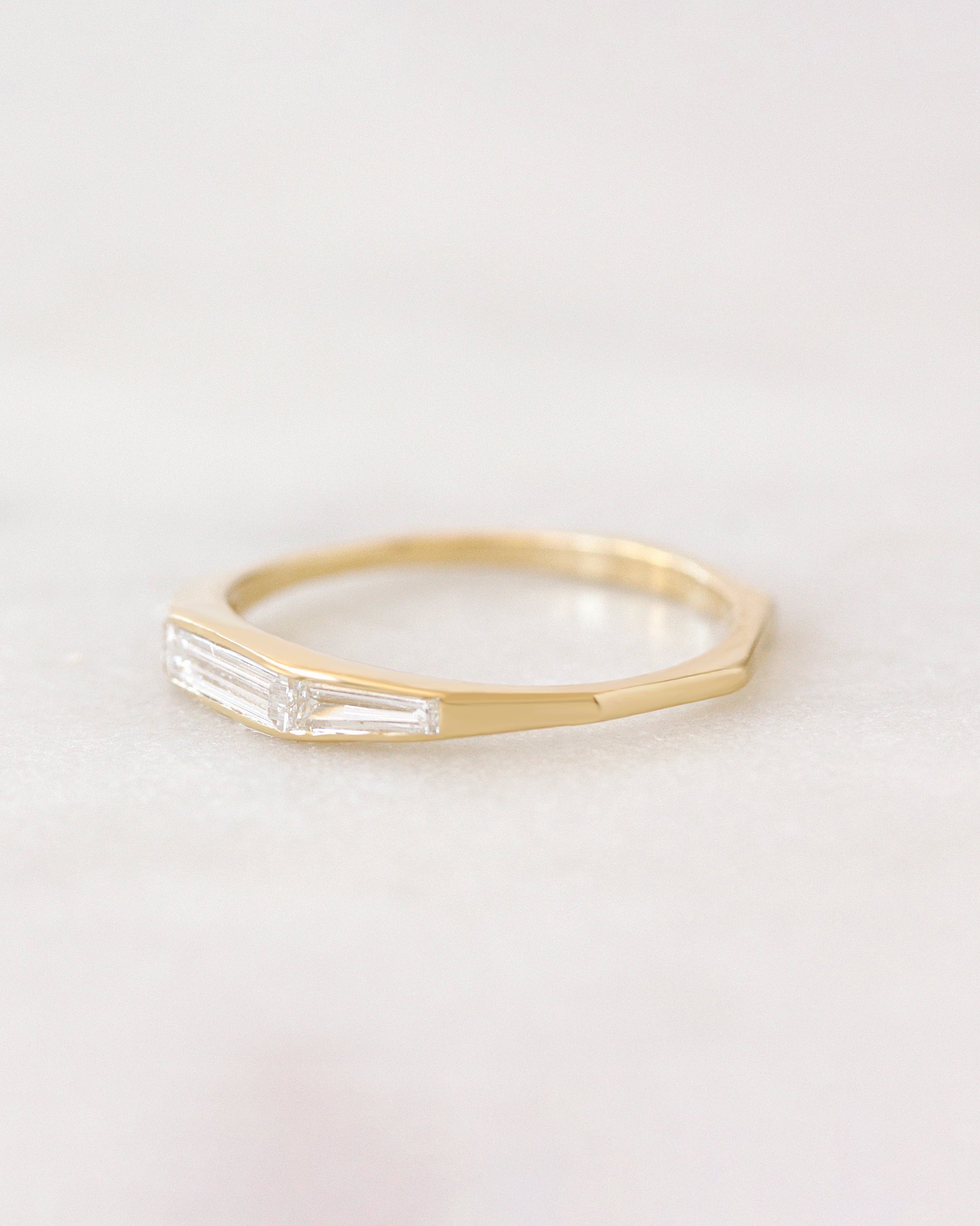 Minimalist Dainty Baguette Art Deco Diamond Wedding Ring