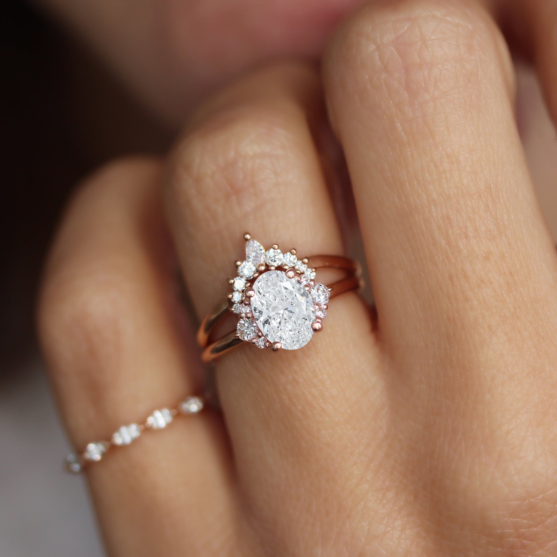 Princess and Pear Diamond Engagement Ring