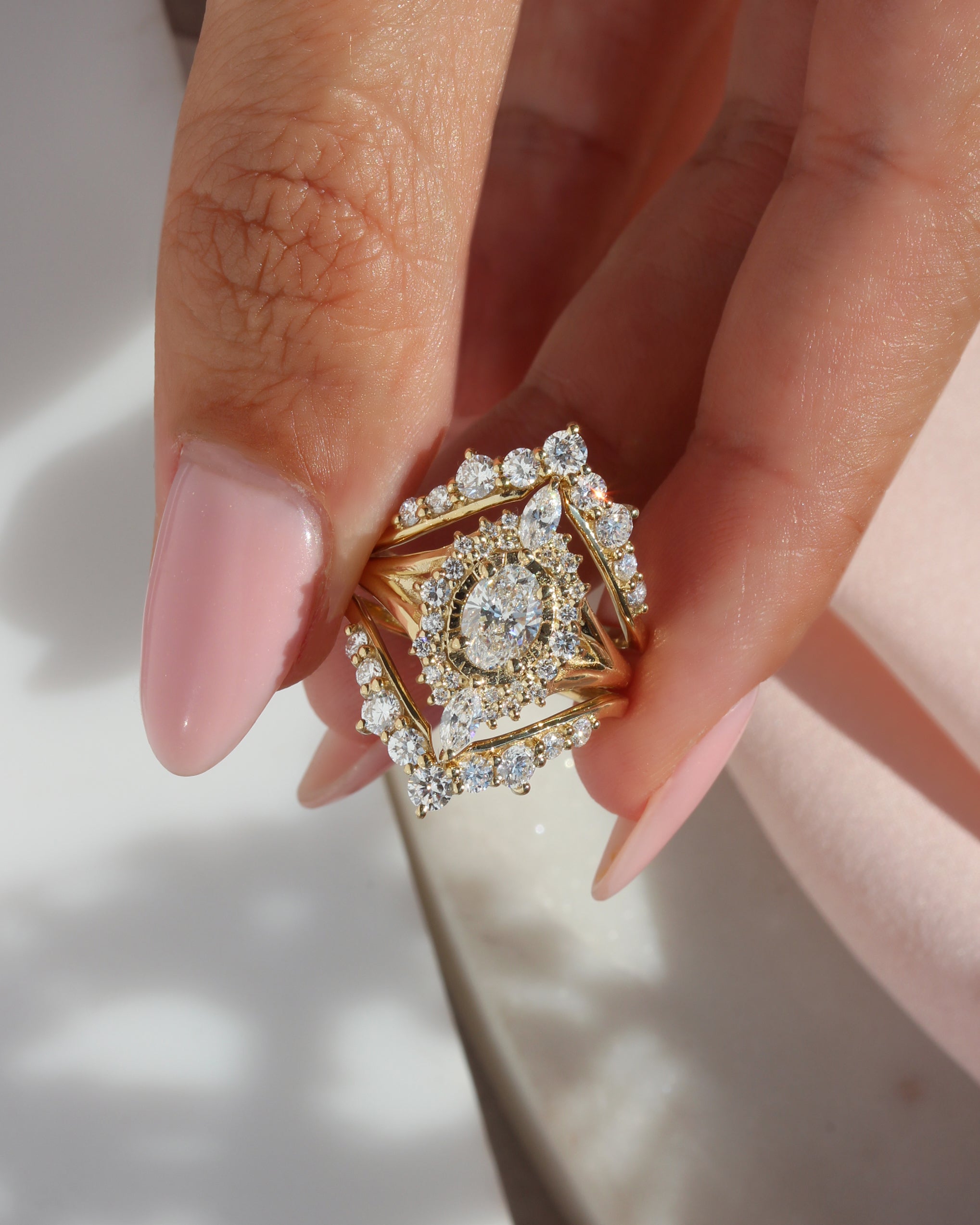 The Starlight Ring Oval Diamond Engagement Ring Three Ring Set