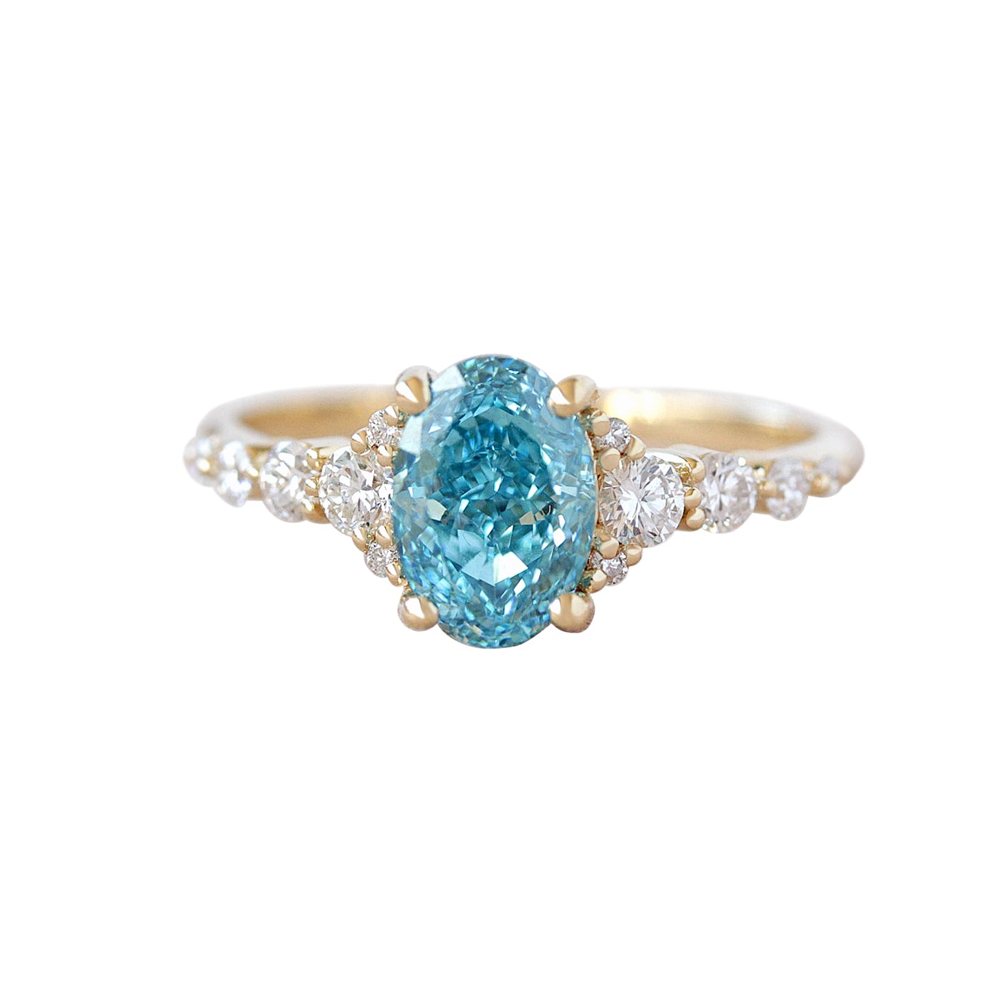 Oval Blue Lab Grown Diamond Ring - Song, fancy color diamond rings, oval diamond, blue diamond, 2ct blue diamond