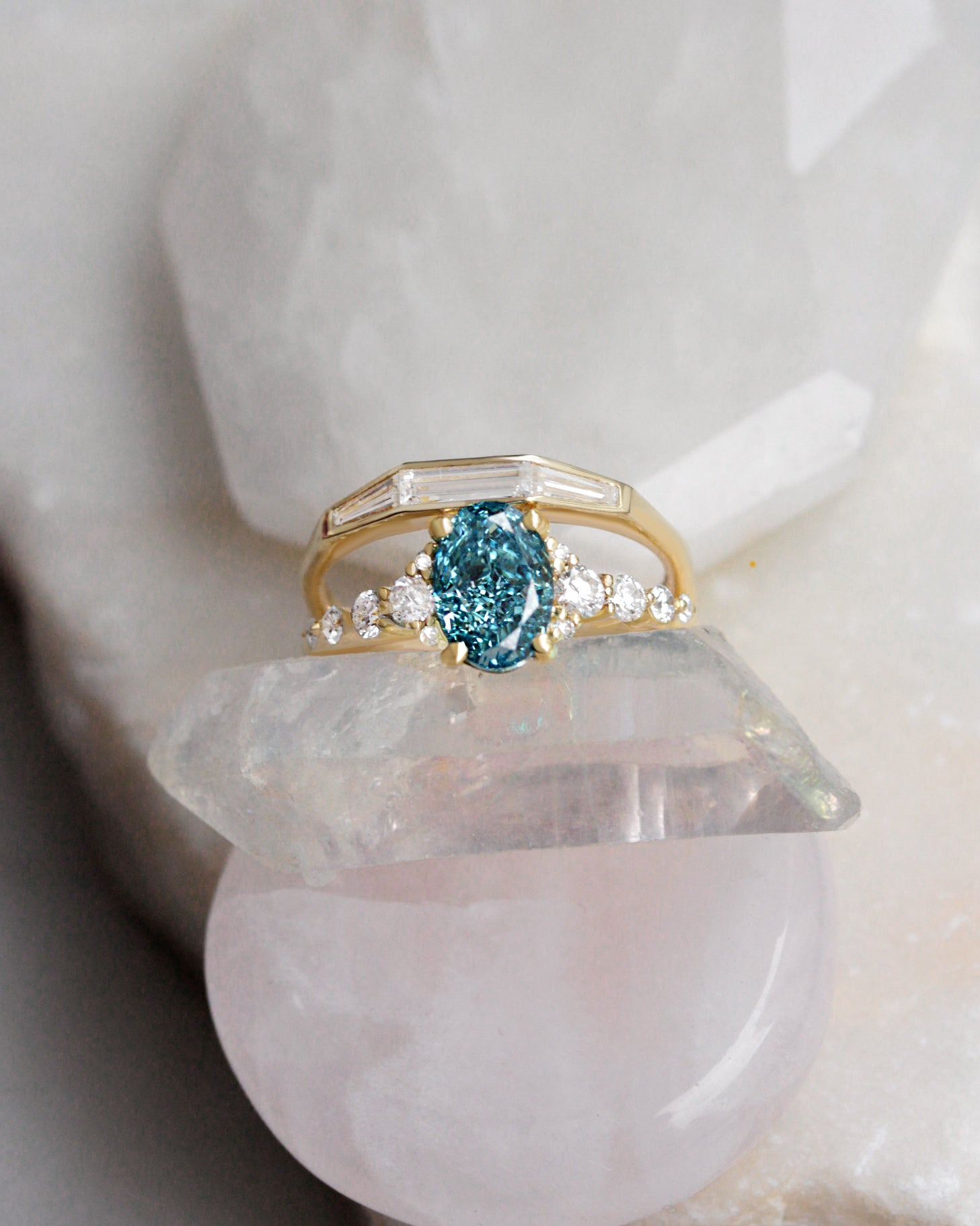 Oval Blue Lab Grown Diamond Ring - Song, fancy color diamond rings, oval diamond, blue diamond, 2ct blue diamond