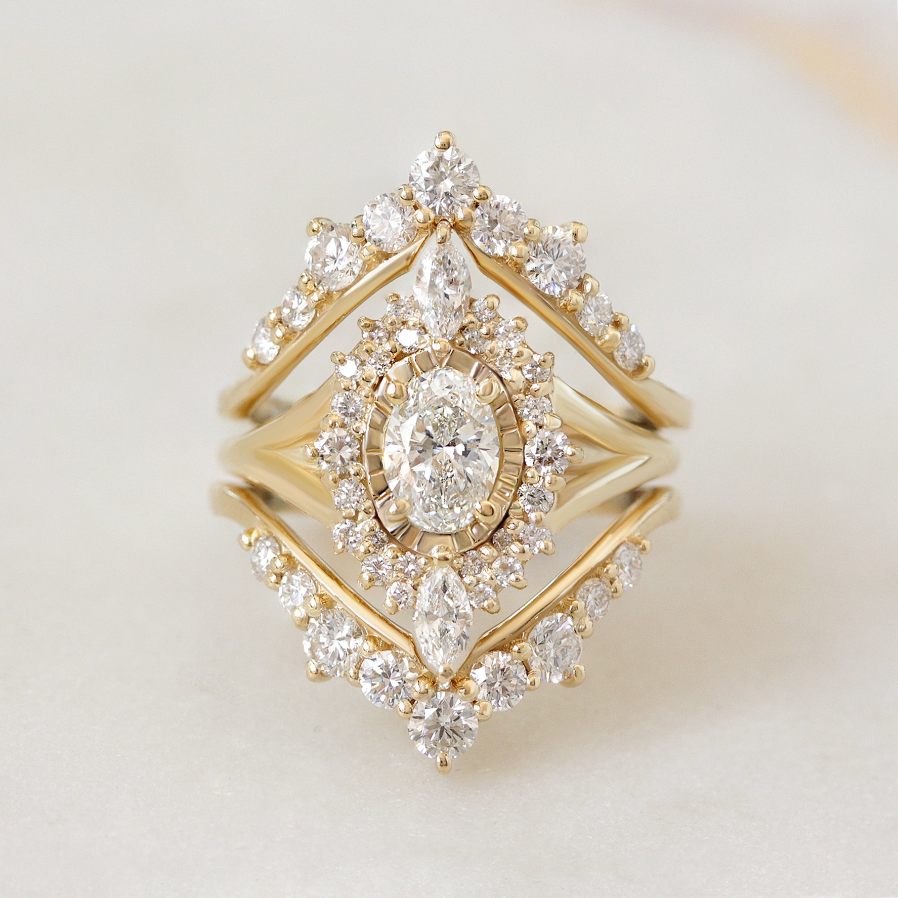 The Starlight Ring Oval Diamond Engagement Ring Three Ring Set