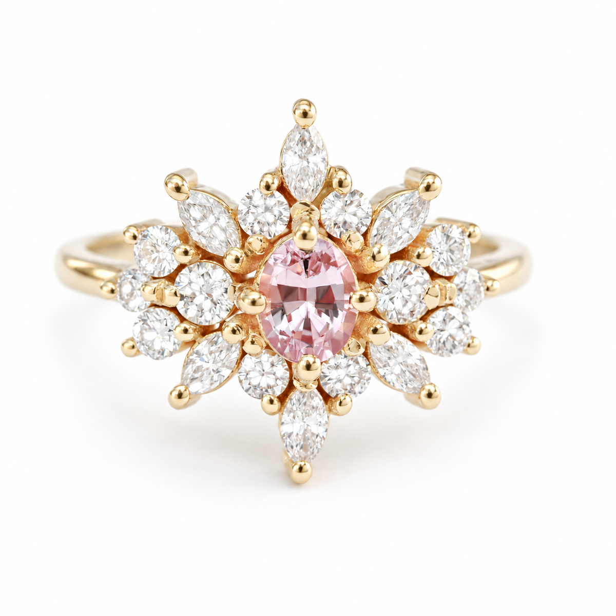 Oval pink sapphire & diamonds engagement ring, Phoenix