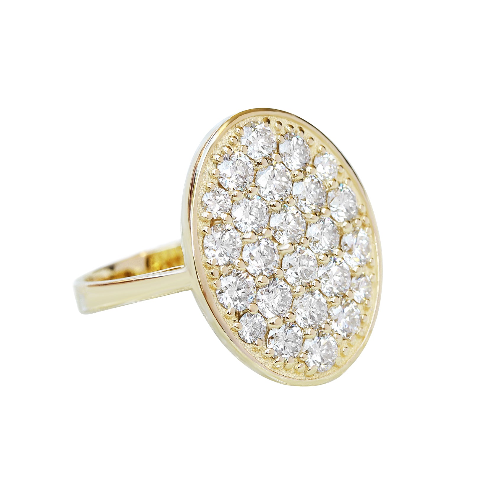 Big Diamonds Victorian inspired Cluster Diamond Oval ring with gold frame