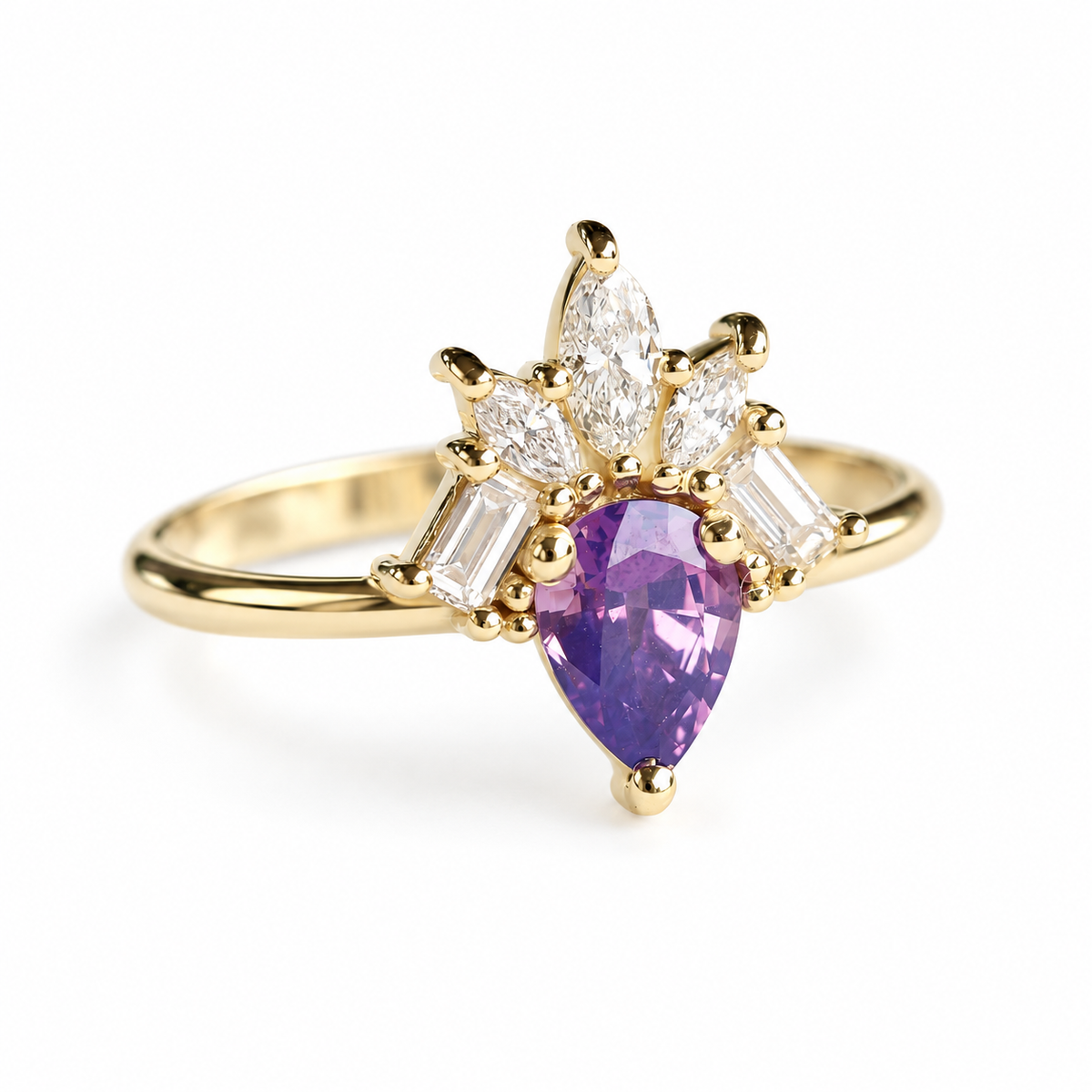 Pear Lavender Spinel Unique Engagement Ring - "Gatsby"