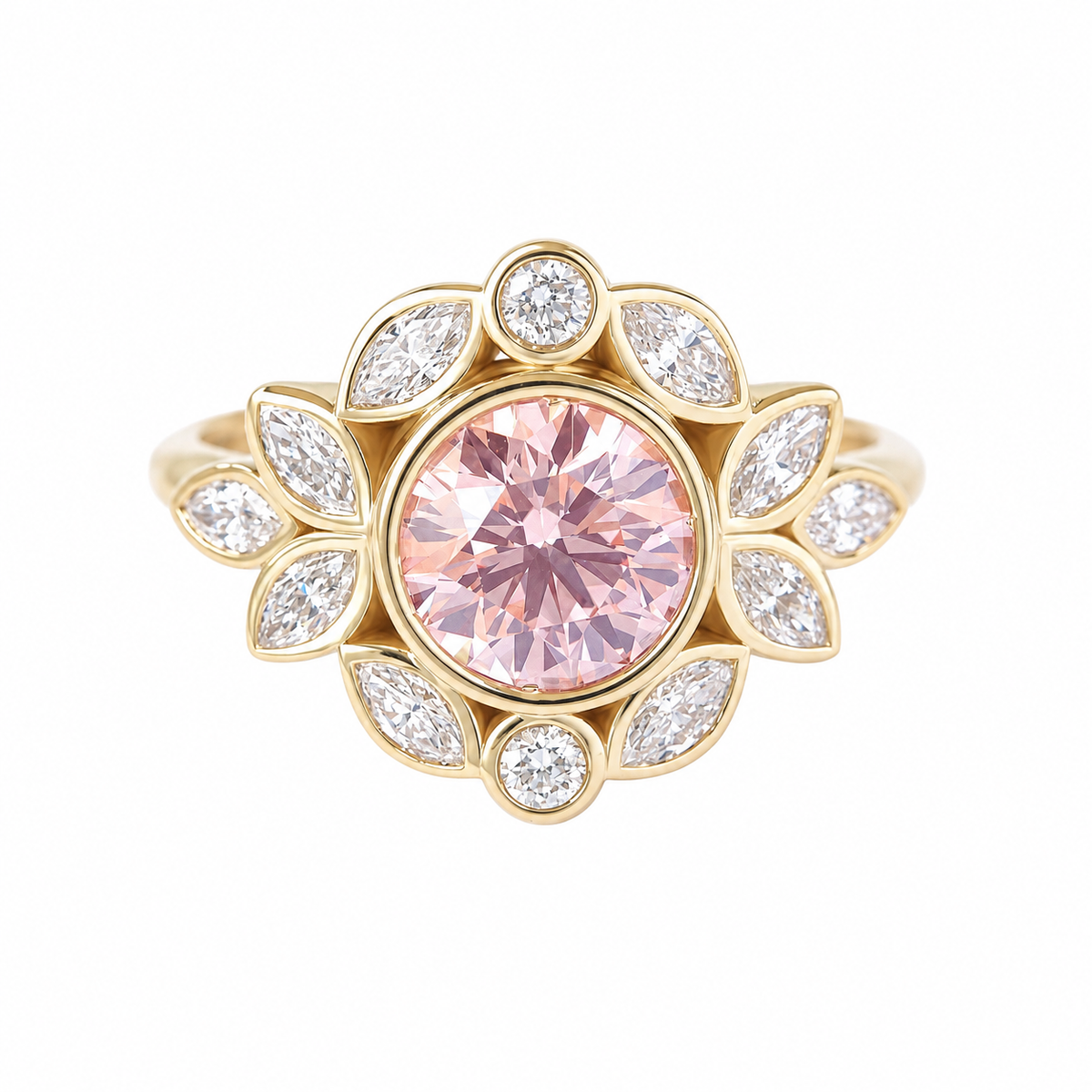 Pink Diamond Bezel Engagement Ring "Lily Emma"