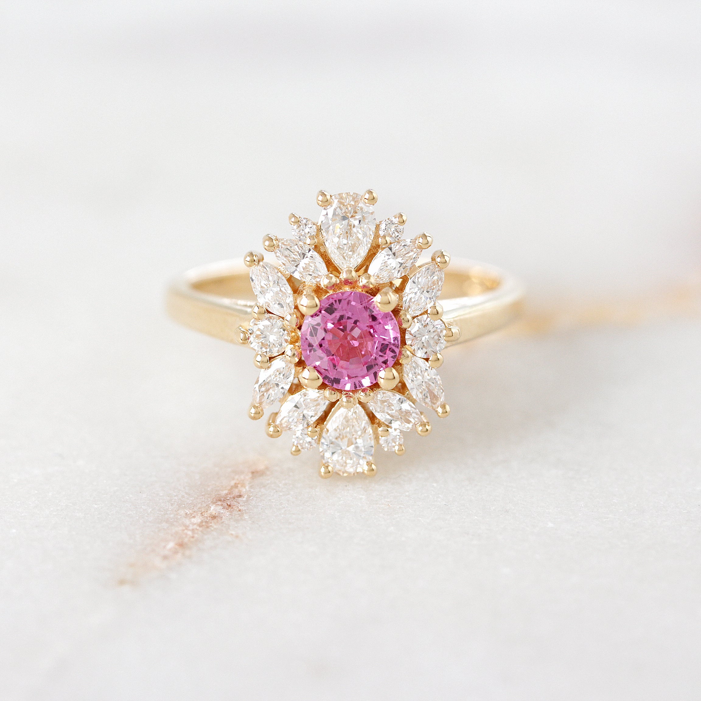 Pink sapphire engagement ring, Odisea