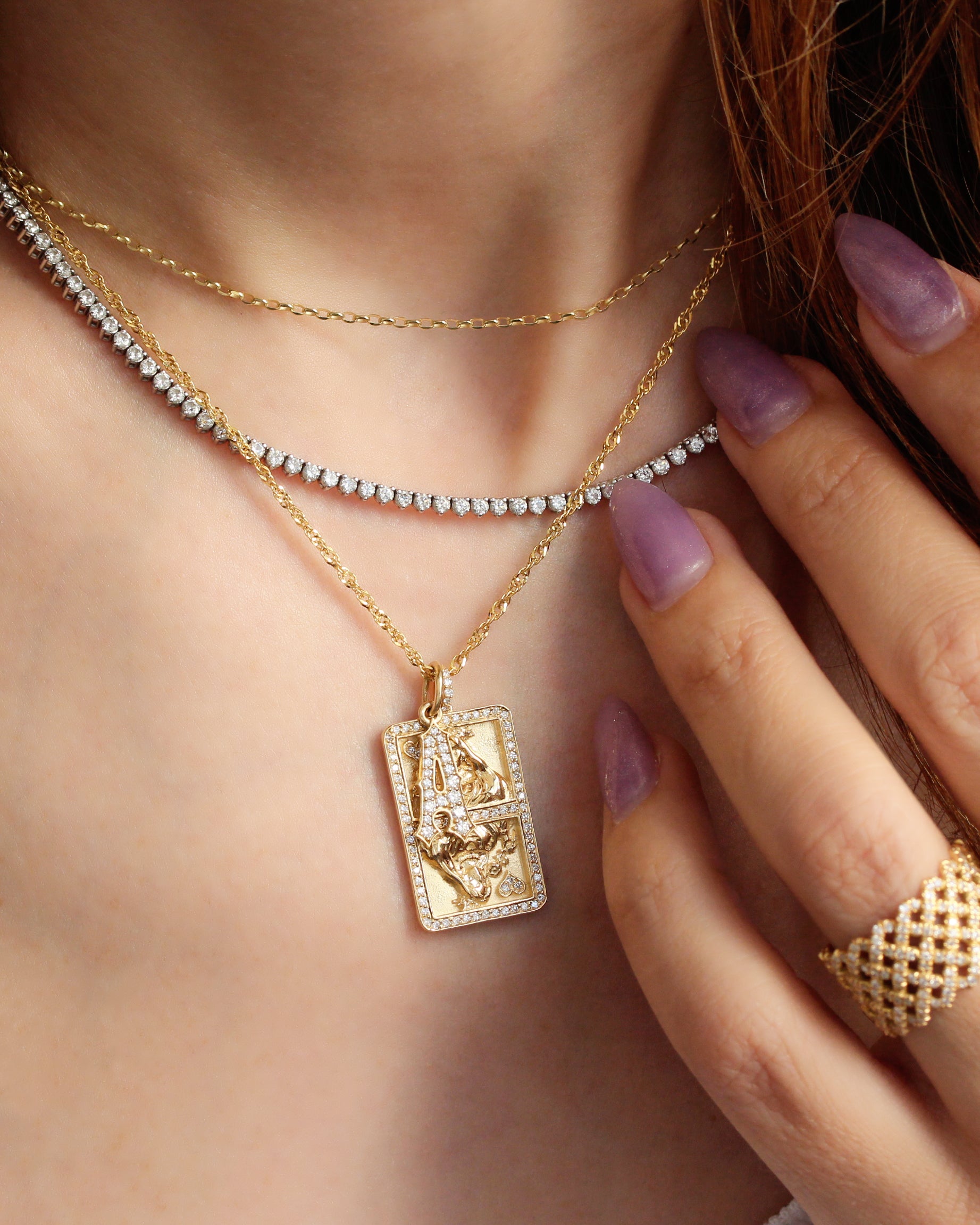 Queen of Hearts Necklace - Gold and Diamond Pendant