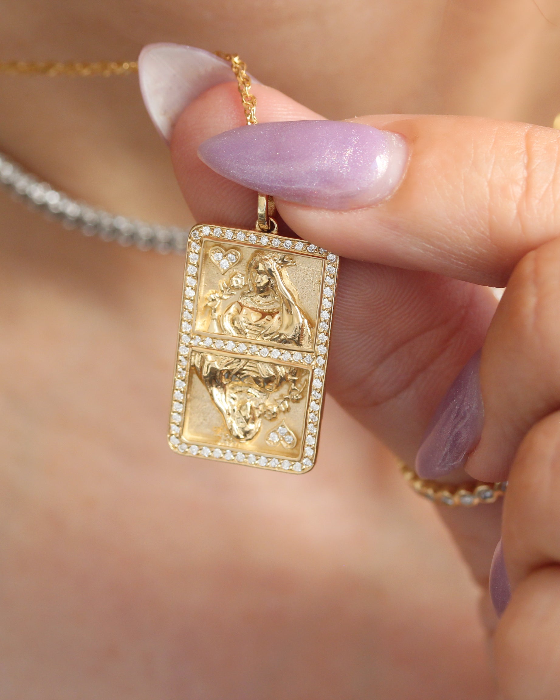 Queen of Hearts Necklace - Gold and Diamond Pendant