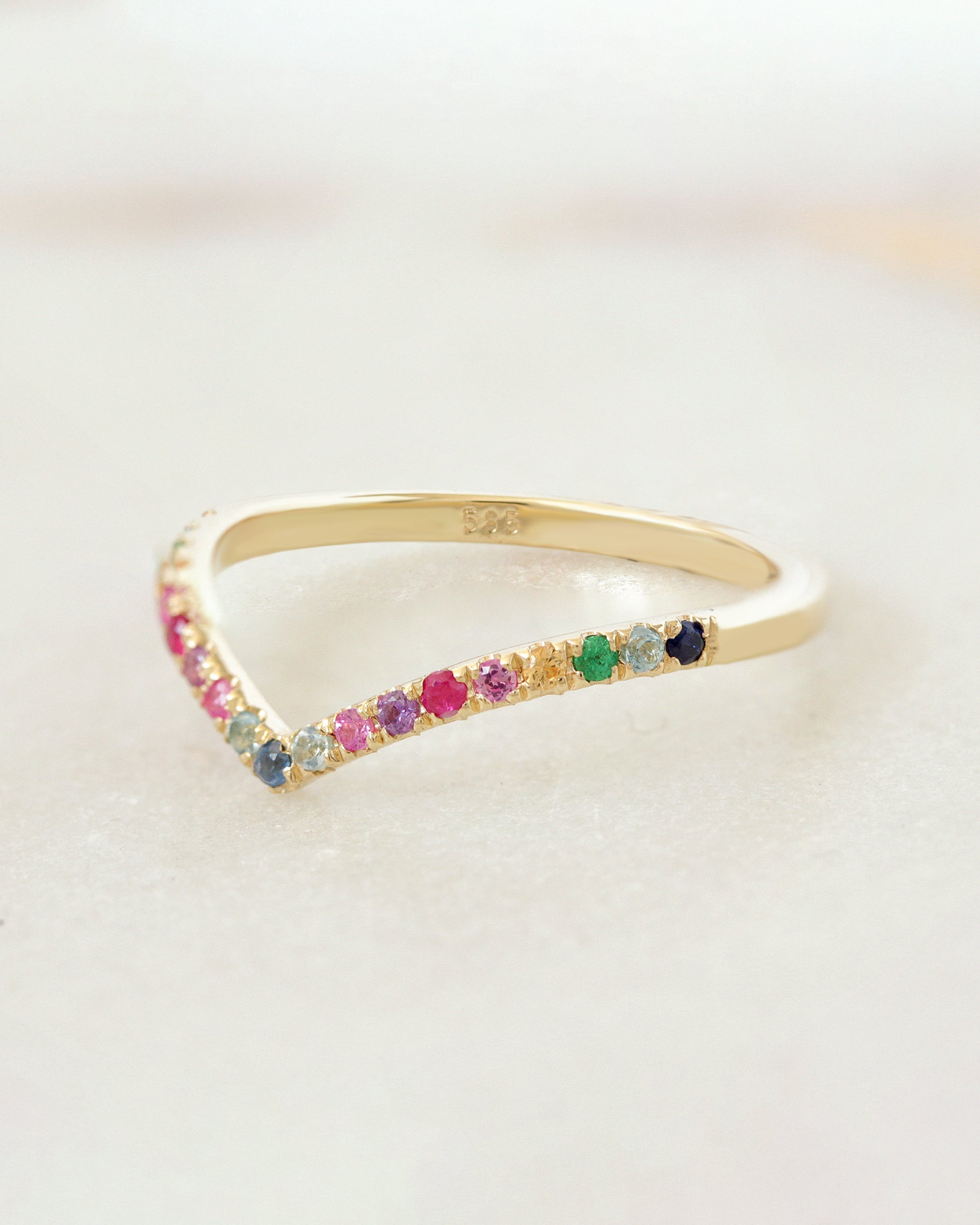 Rainbow Color V Ring, Stacking Ring, ivf moms, rainbow baby, lgbtq, pride jewelry