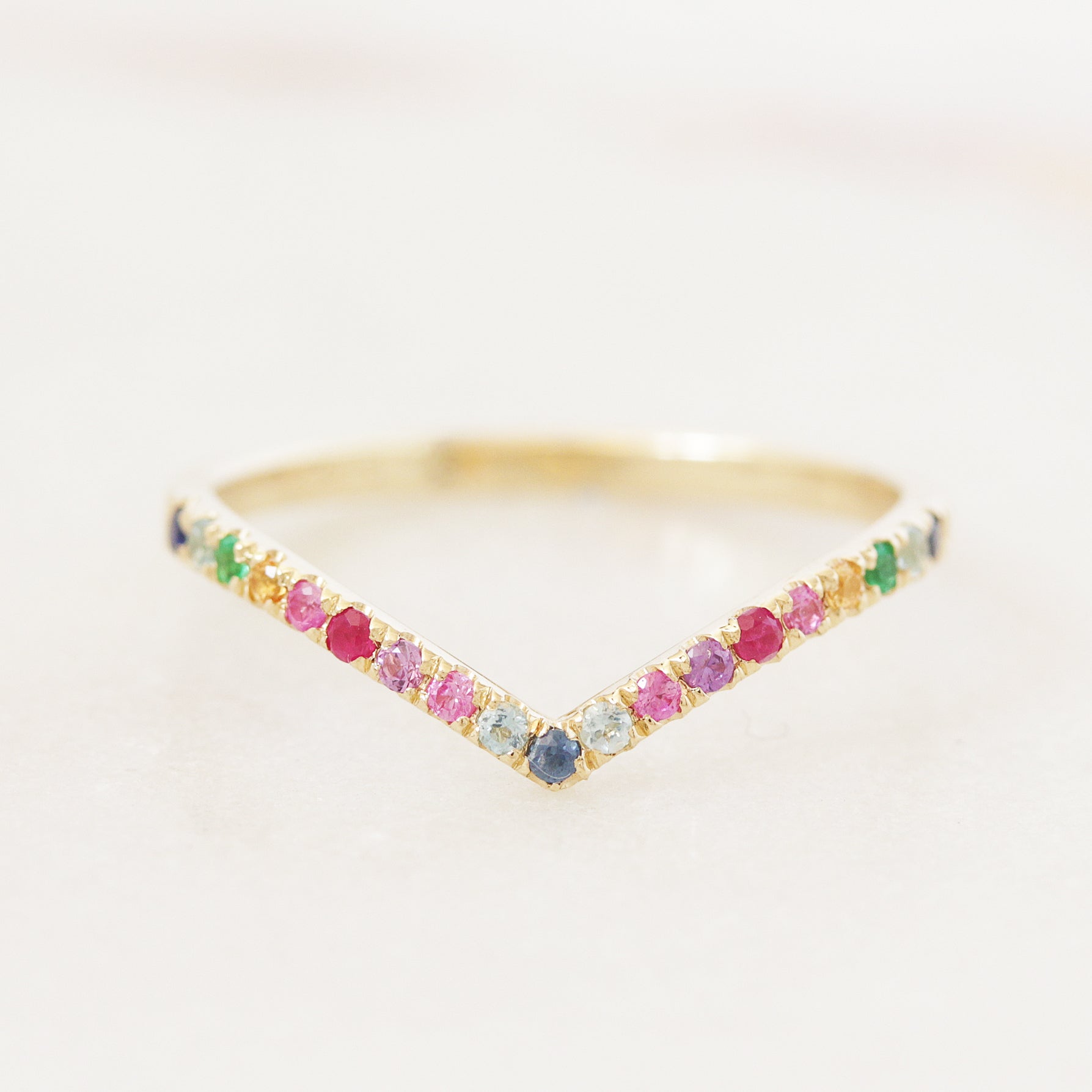 Rainbow Color V Ring, Stacking Ring, ivf moms, rainbow baby, lgbtq, pride jewelry