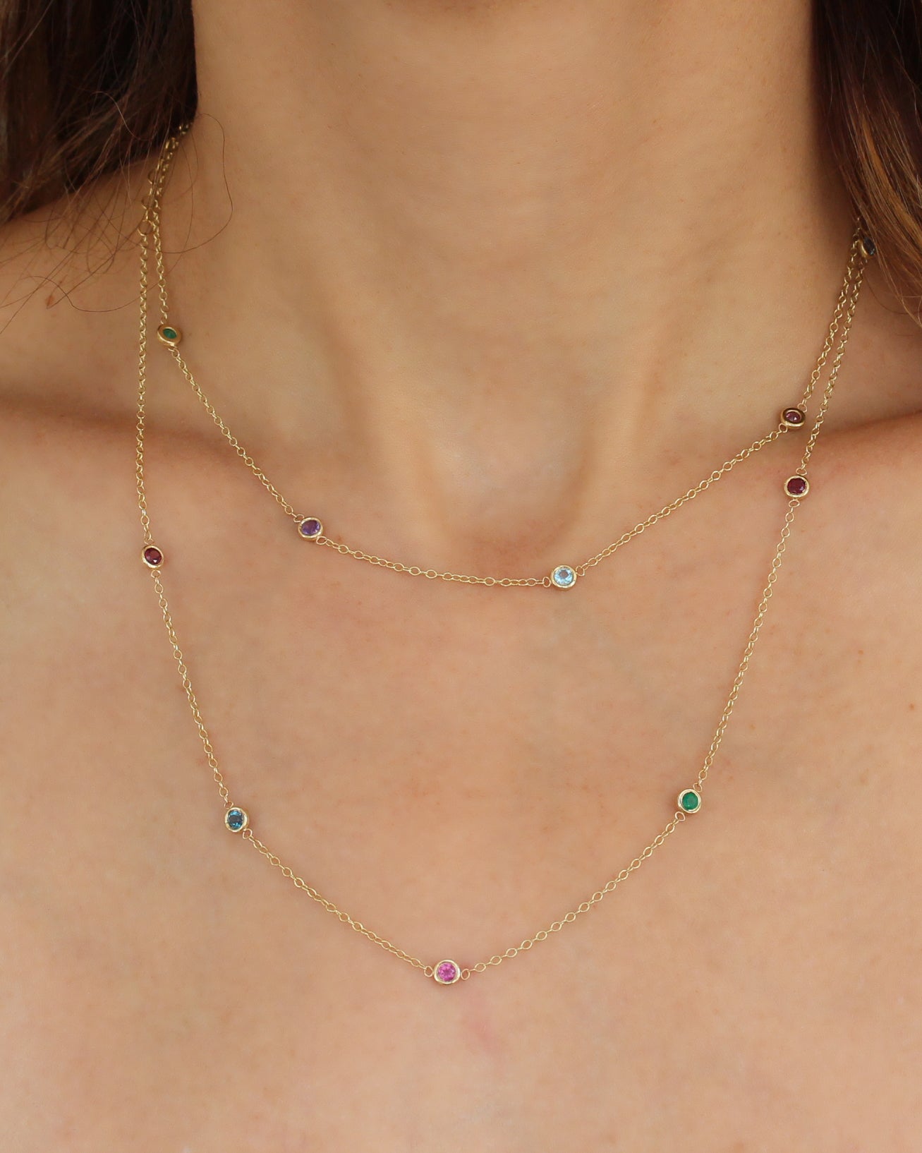 Rainbow Station Gemstones Necklace 90cm