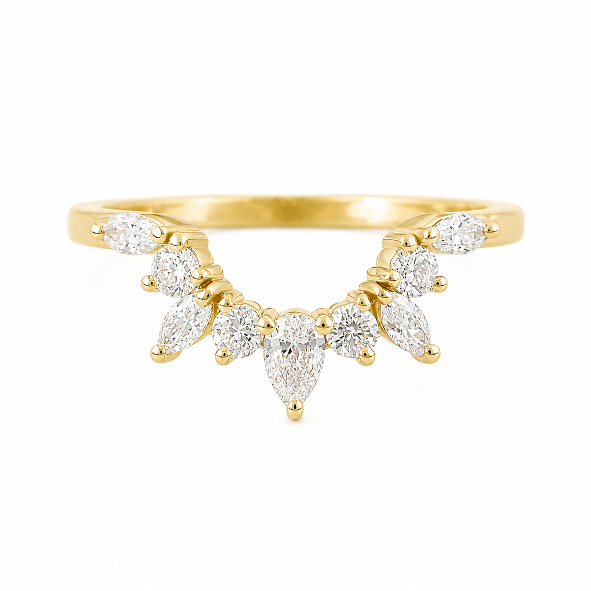 Ray DIamond nesting ring  yellow gold  