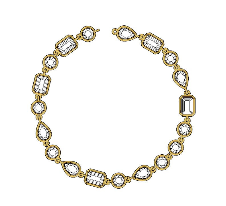 Private listing for Amanda - Gem Story Bezel Setting Bracelet, Size 7 inch, 14K Yellow Gold