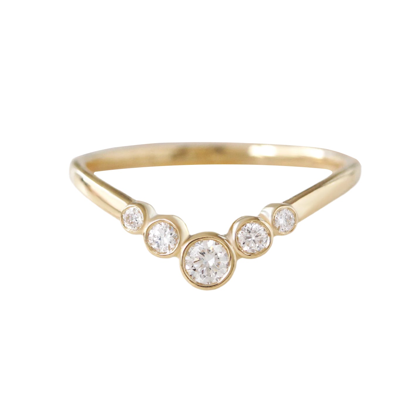 Simple Five Diamond  Bezel Nesting Ring V5 - Leah